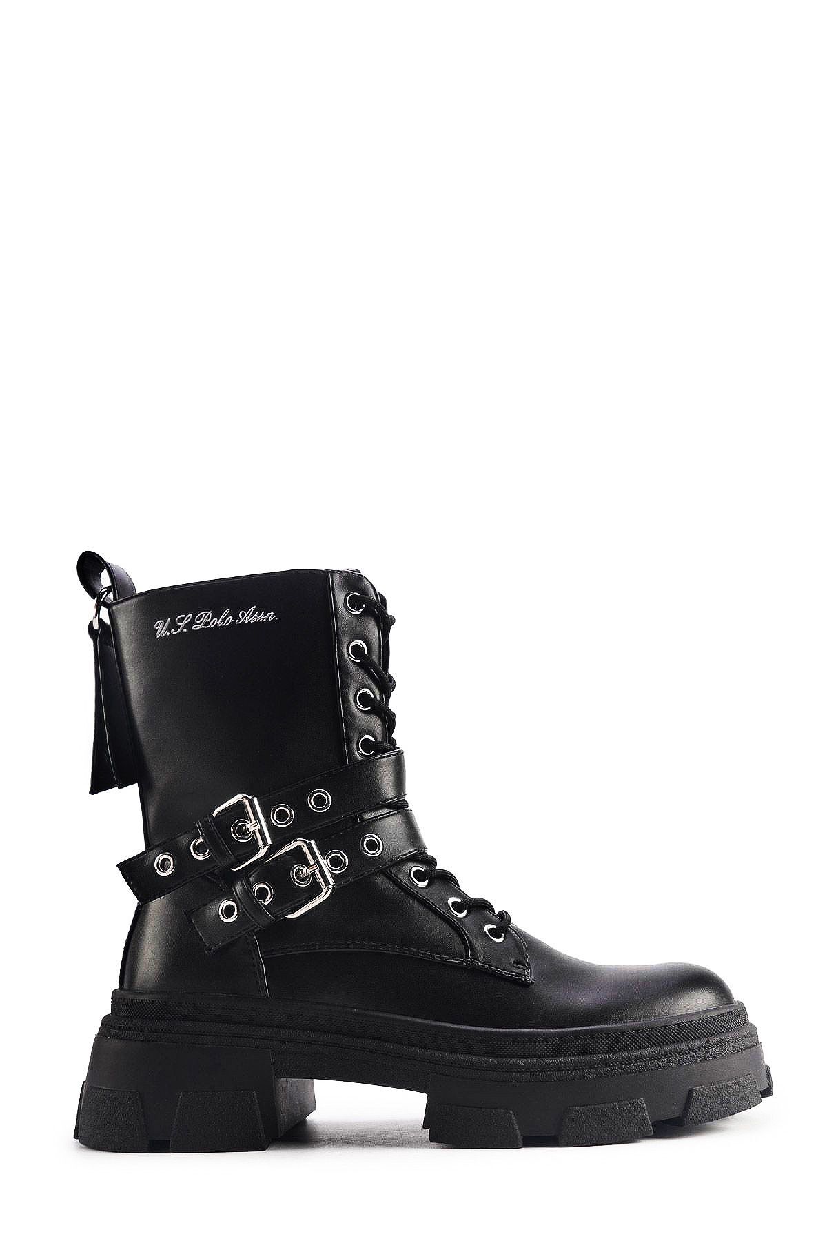 U.S. Polo Assn. Kadın Şık Tokalı Appearance Rock Siyah Kışlık Bot - Winter Women Black Boots