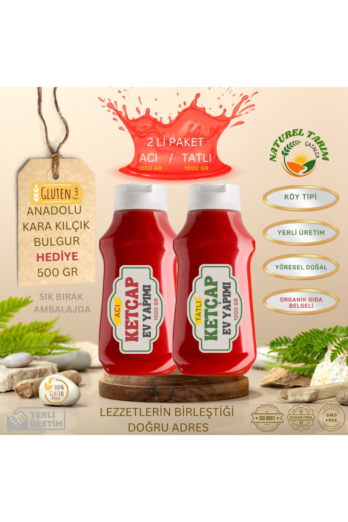 NATUREL KÖY TİPİ KETÇAP 2 Lİ PAKET ( ACI / TATLI )