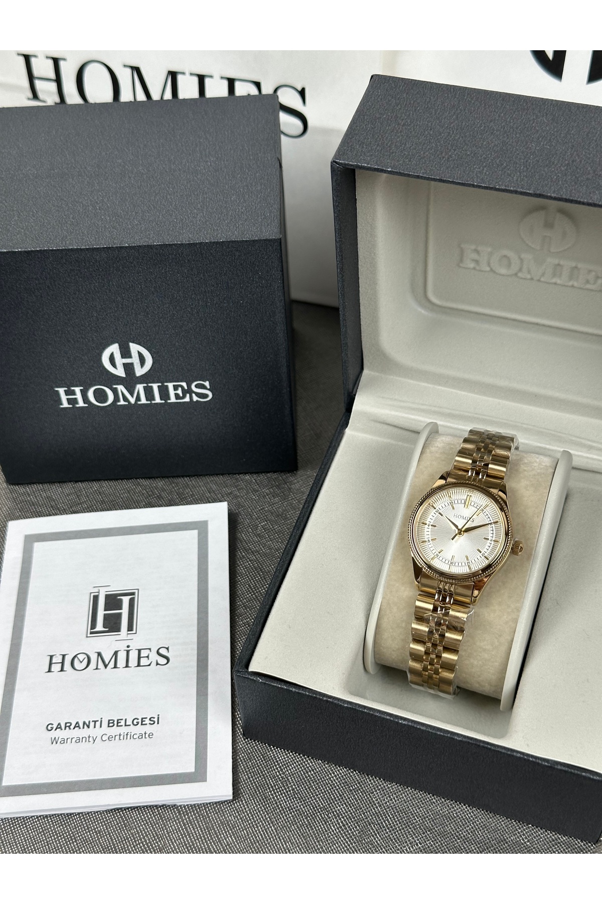 Homies KADIN KOL SAATİ FULL GOLD RENK JUBİLE KORDON 2 YIL GARANTİLİ SU GEÇİRMEZ görsel 2