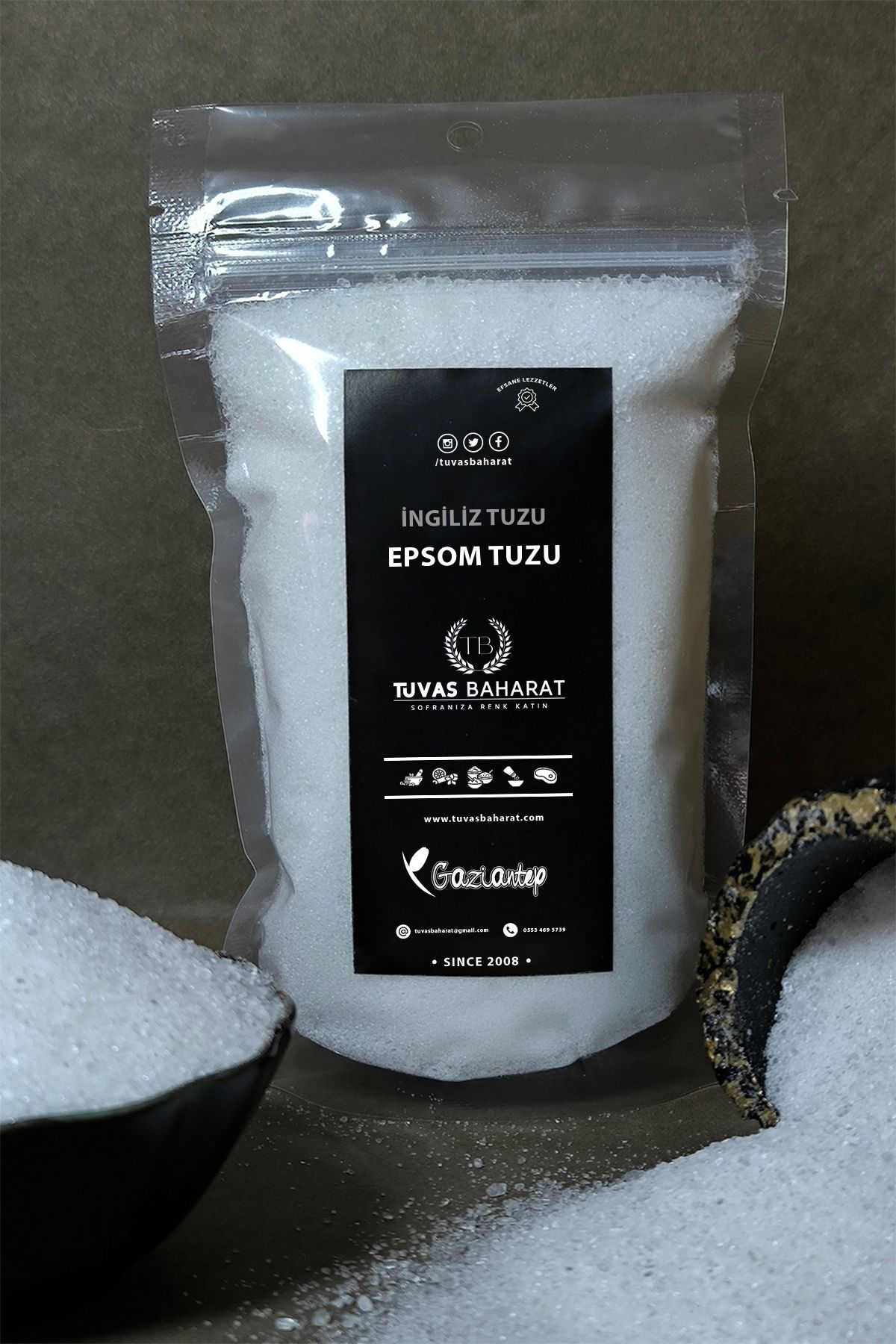 TUVAS BAHARAT İngiliz Tuzu - Epsom Tuzu - MagnezyumSülfat 1KG