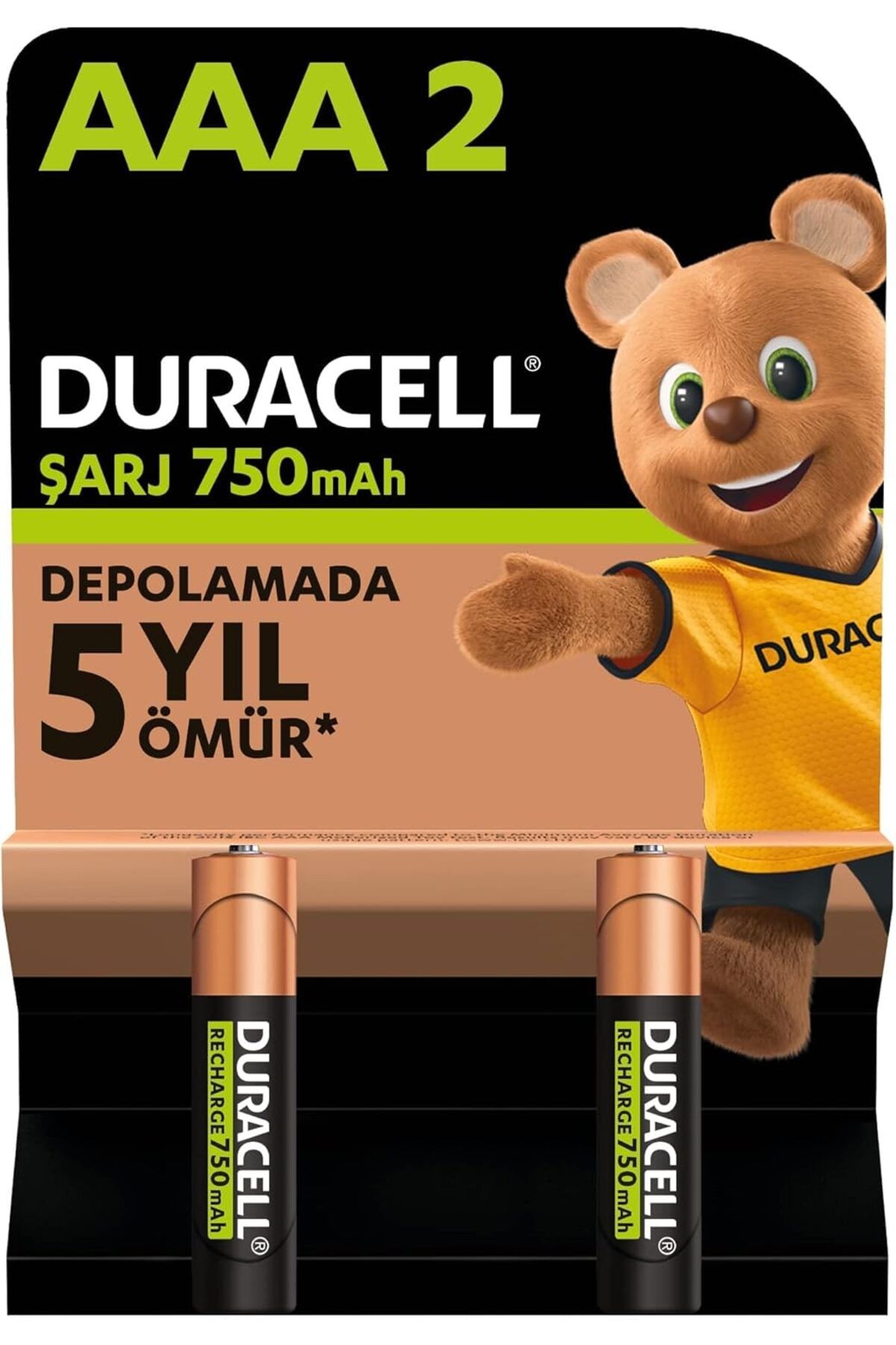 STOREMAX cmllashop Şarj Edilebilir AAA İnce Kalem Pil (2'li paket) 750 mAh NiMH, 1000 Sarj Döngüsü, Önc