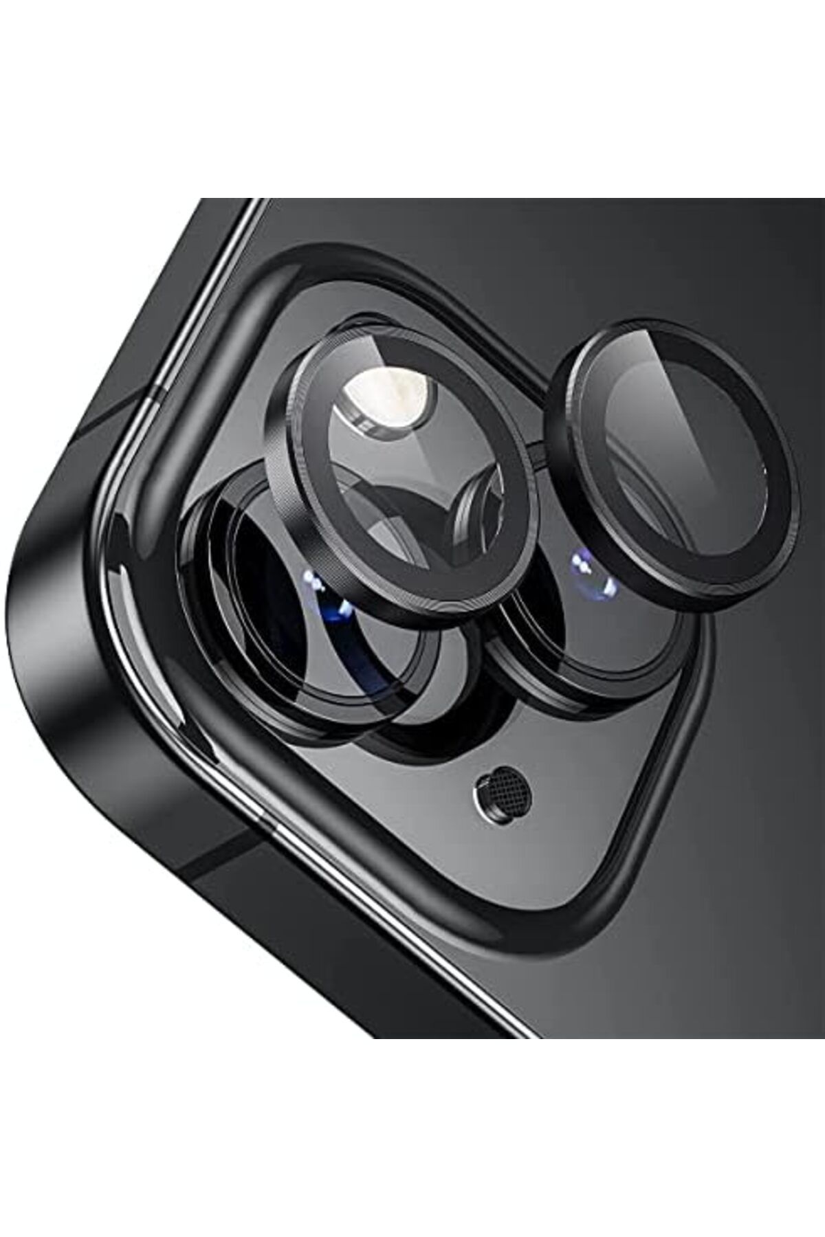 yenibagshop iPhone 13/13 Mini 9H Safir Cam Kamera Metal Lens Koruyucu, BLLK, Siyah