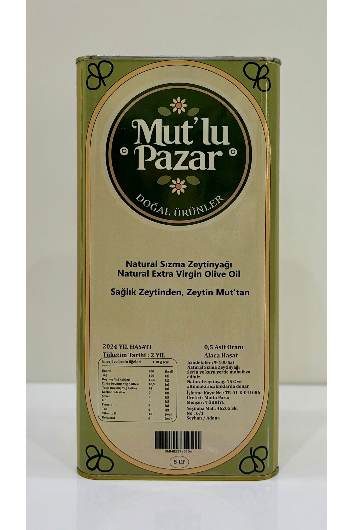 MUT'LU PAZAR Natürel Sızma Zeytinyağı 5 LT