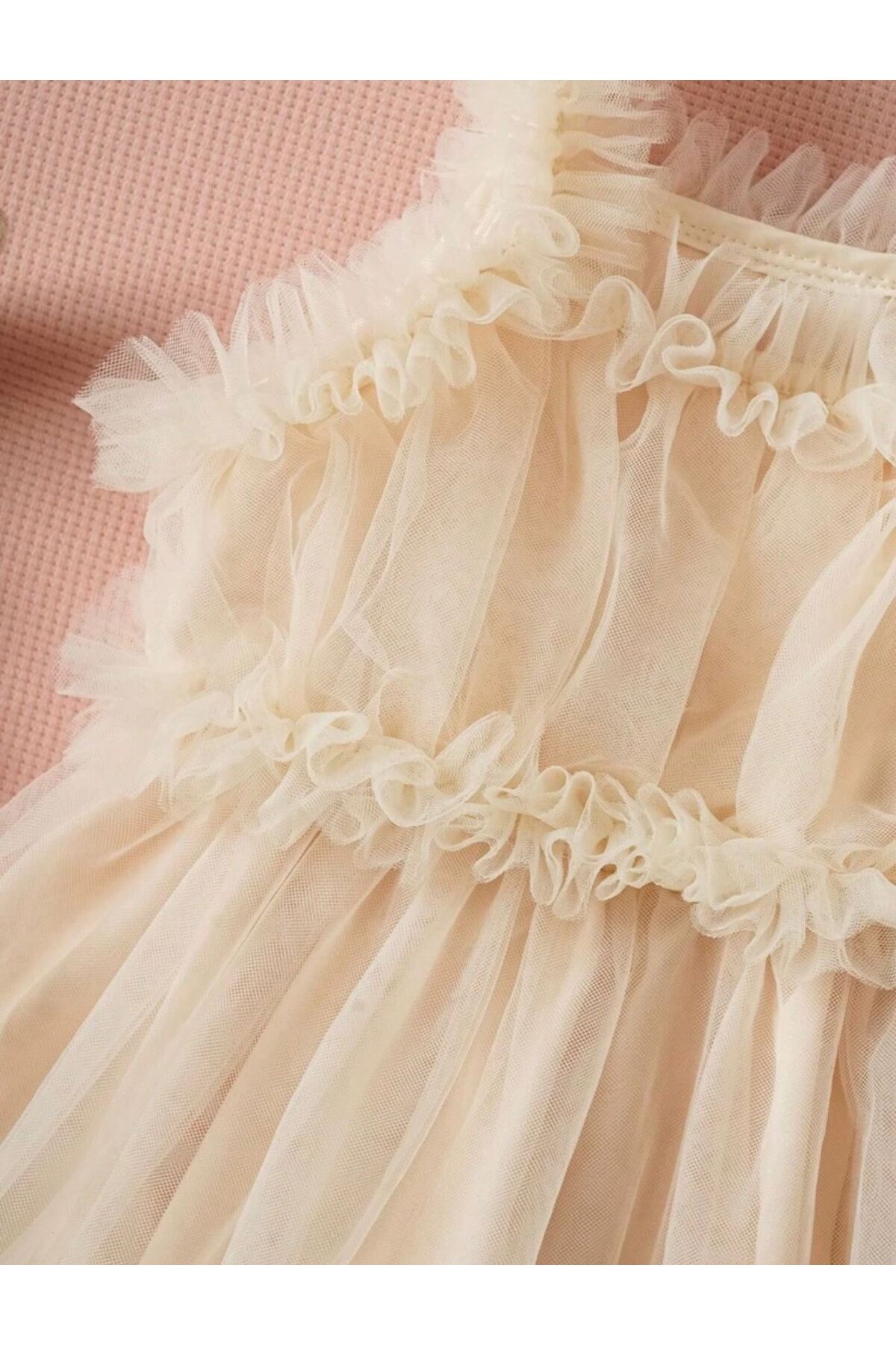 INDRESS Kız Bebek Kız Çocuk Büzgü Detaylı Elbise fotoğrafı 2 (önizleme)