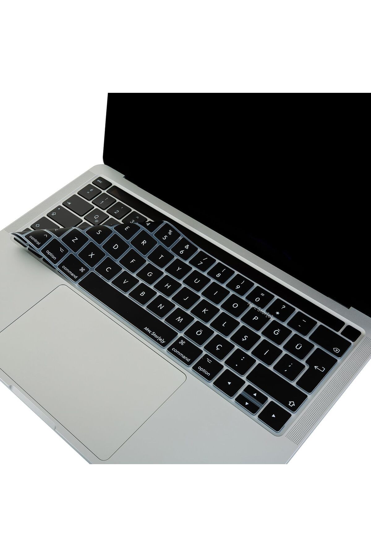 NcK Macbook Pro Klavye Koruyucu (Türkçe Q) TouchBar'lı A1706 A1989 A2159 A1707 A1990 ile Uyumlu Siyah