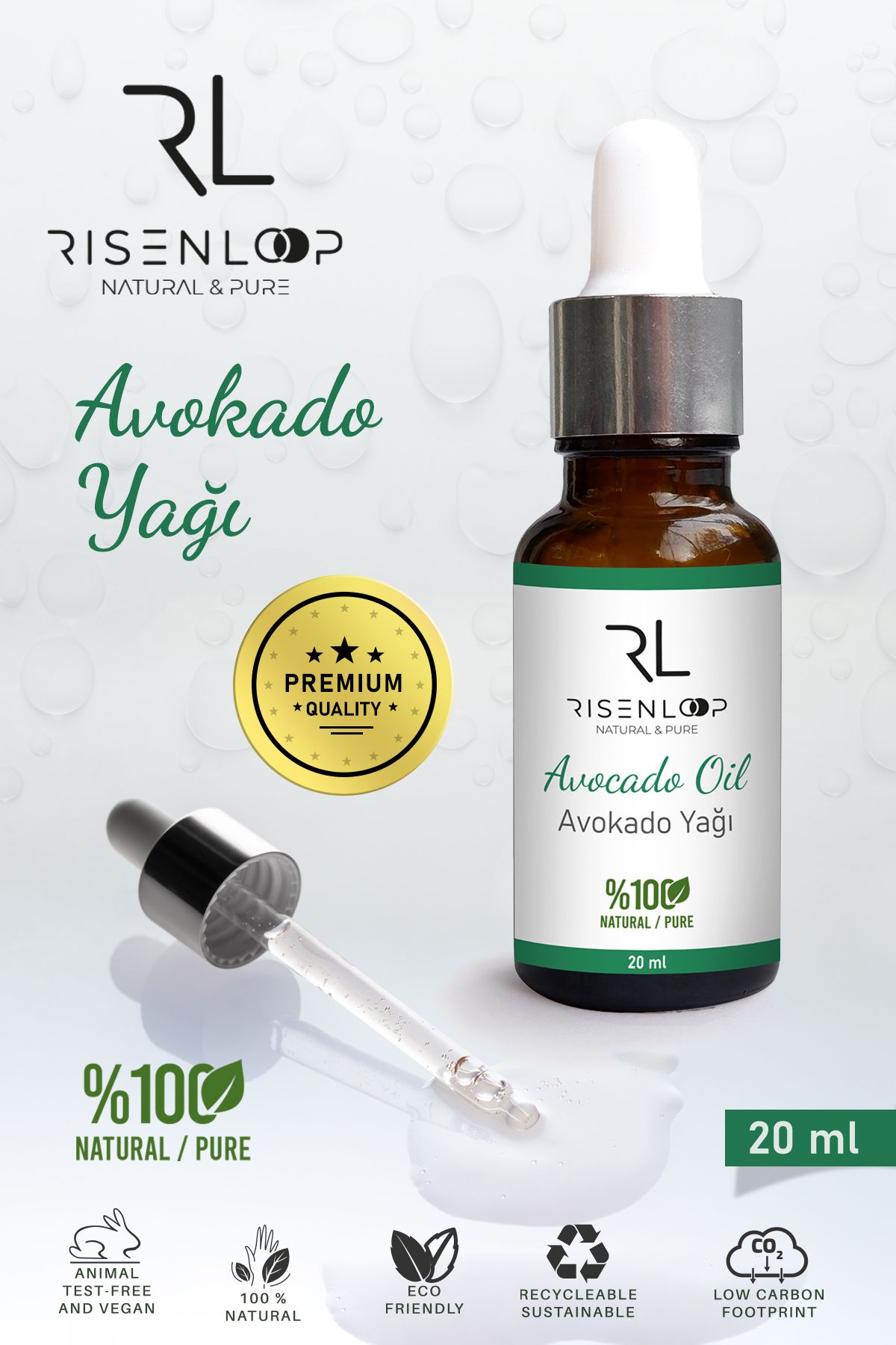 risenloop natural&pure Avakado Yağı %100 Saf Doğal 20 ML