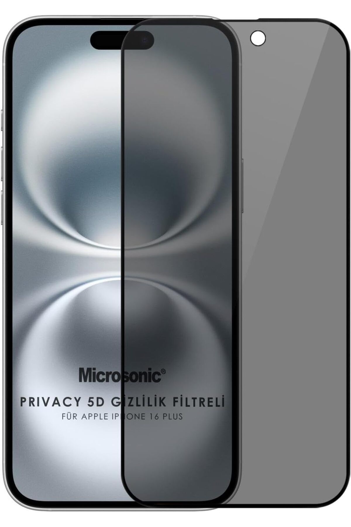 NcK Apple iPhone 16 Privacy 5D Gizlilik Filtreli Cam Ekran Koruyucu Siyah