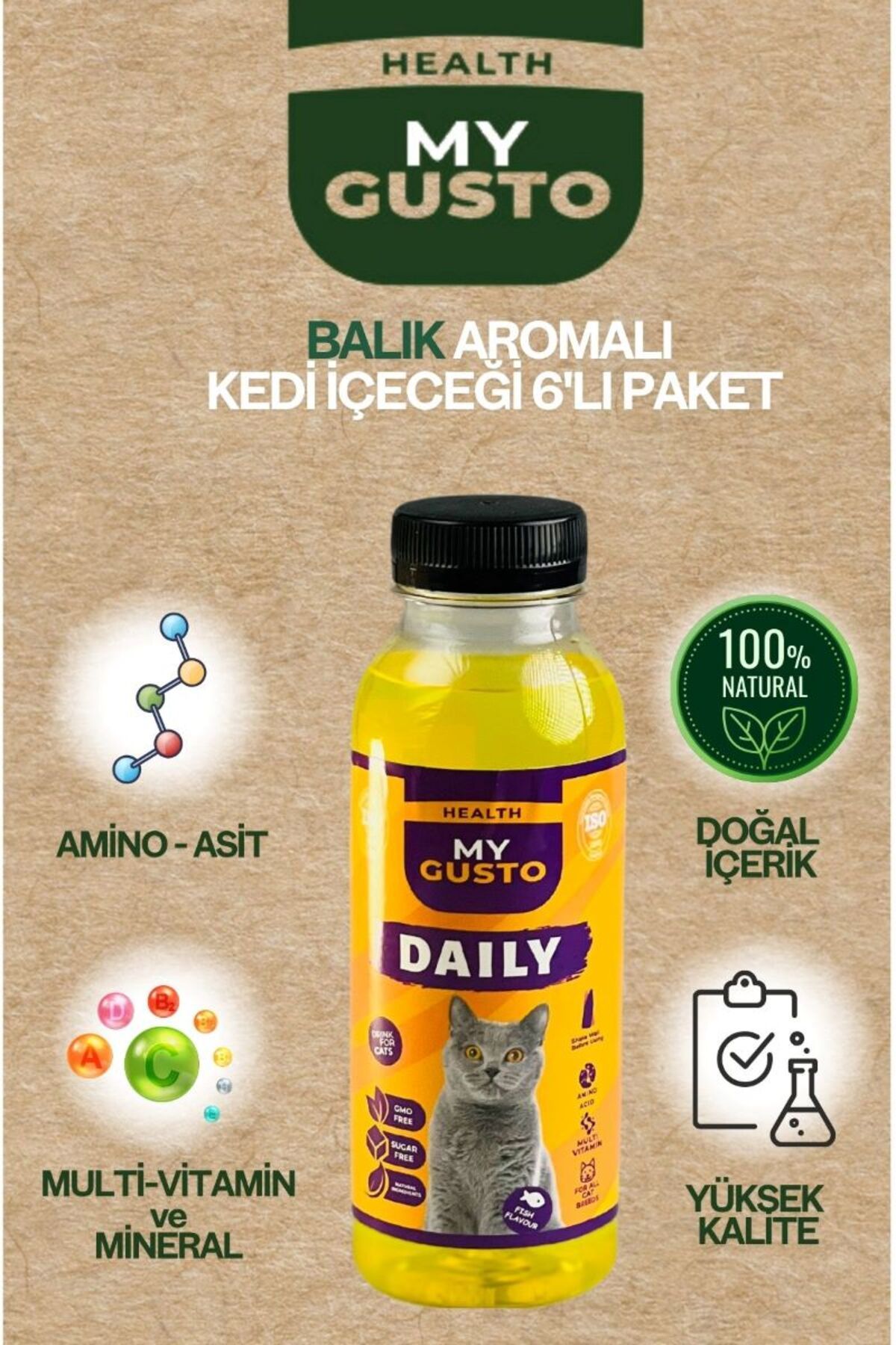 My Gusto Health Daily Kedi İçeceği Balık Aromalı 6'lı Set 300 mililitre