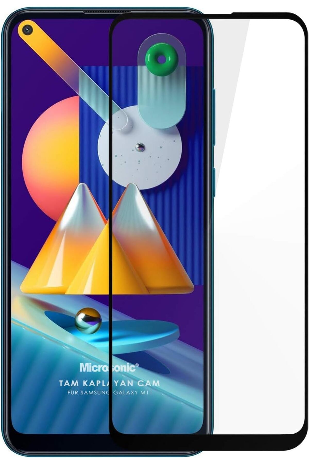 NcK Samsung Galaxy M11 Tam Kaplayan Temperli Cam Ekran Koruyucu Siyah