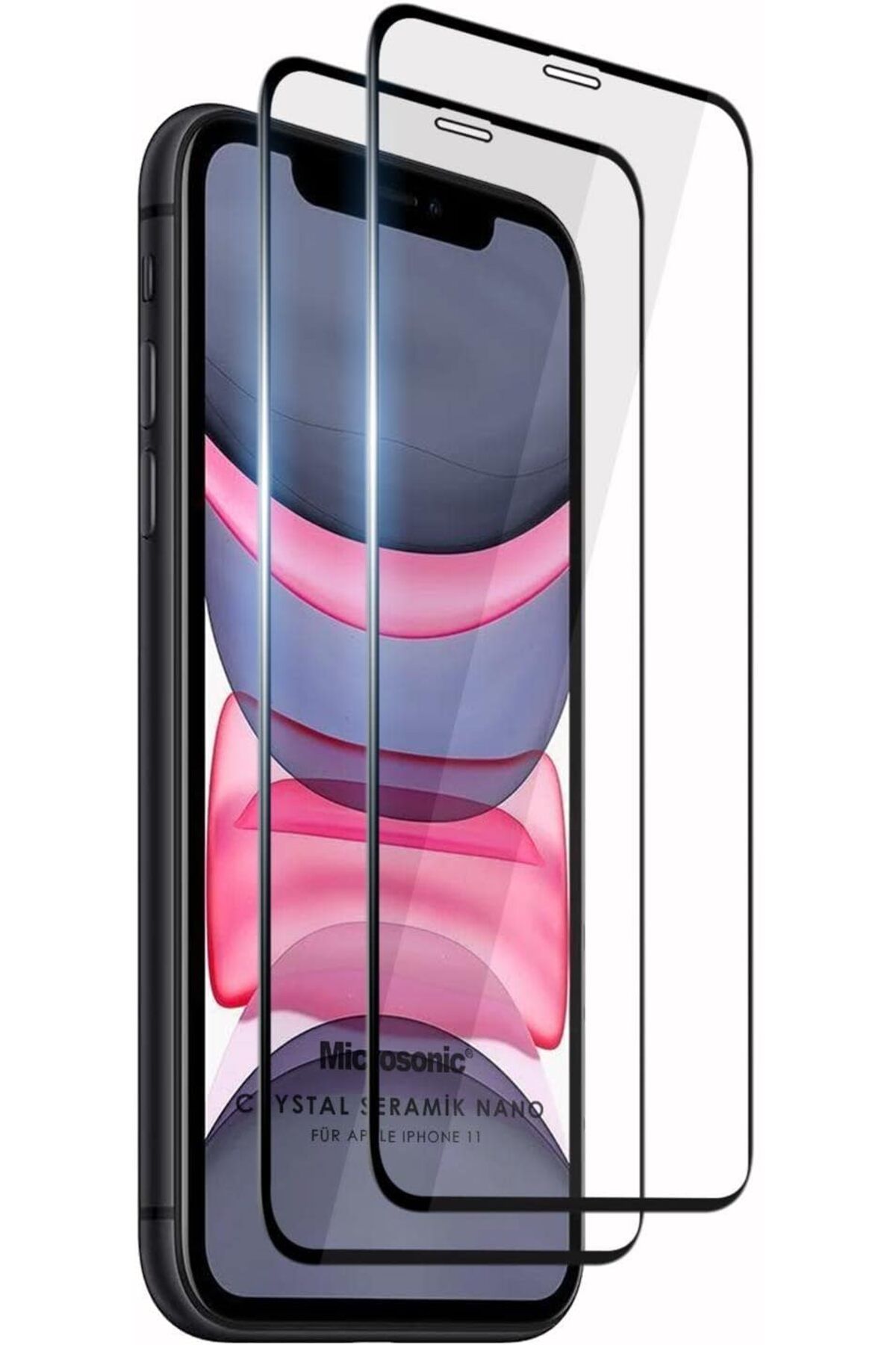 NcK Apple iPhone 11 Crystal Seramik Nano Ekran Koruyucu Siyah (2 Adet)