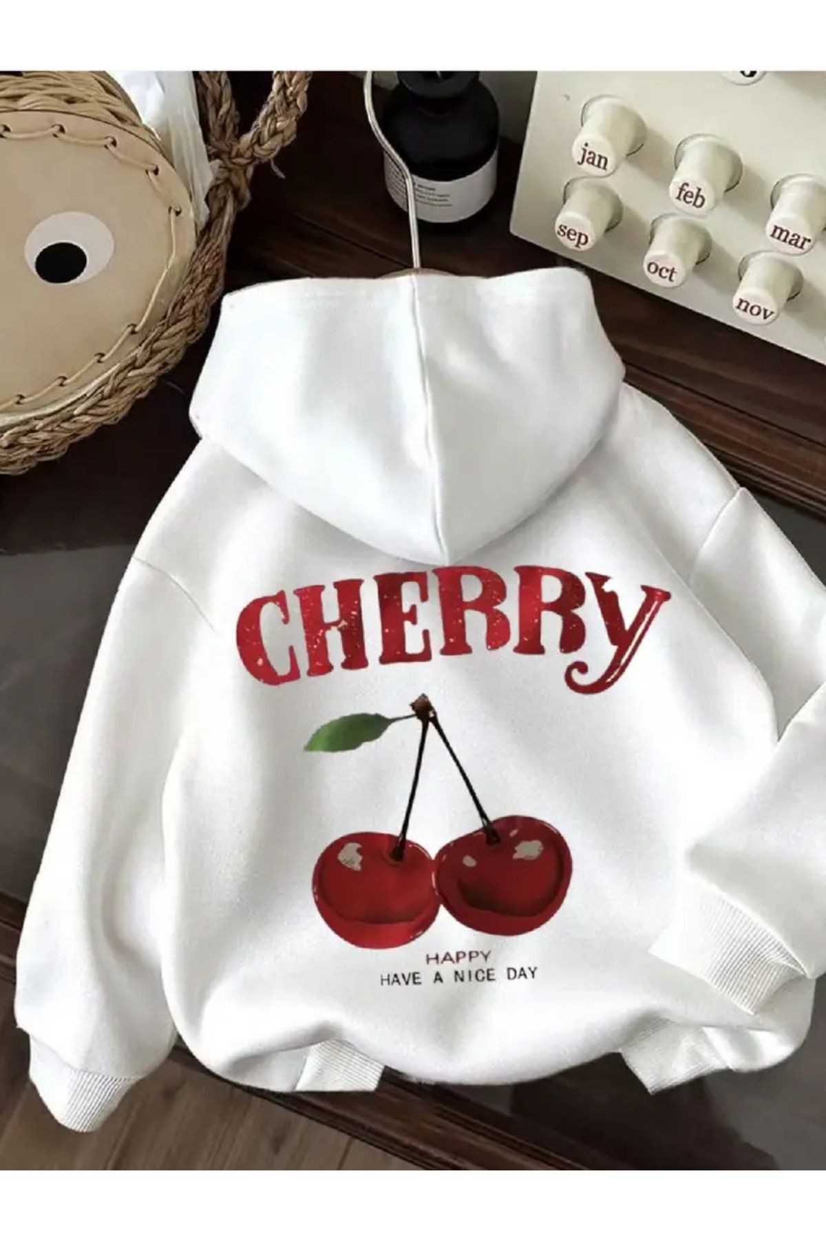 Shoprise Trend Cherry Baskılı Rahat Kalıp Oversize Kadın Sweatshirt