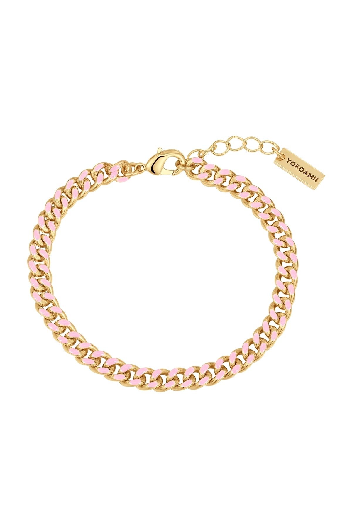 YOKOAMİİ-Modeschmuckarmband Armband gelbgold Emaille rosa 1