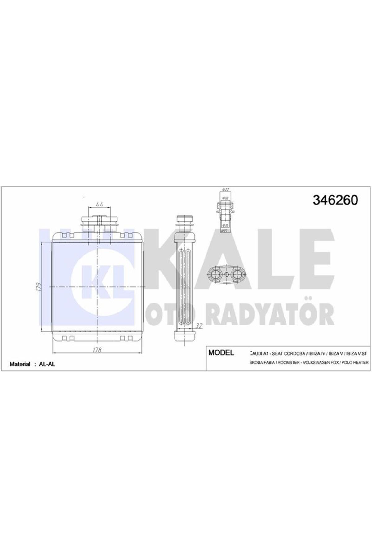 KALE RADYATÖR KALORIFER RADYATORU CORDOBA IBIZA FABIA 1,2 1,4 1,6 06>09