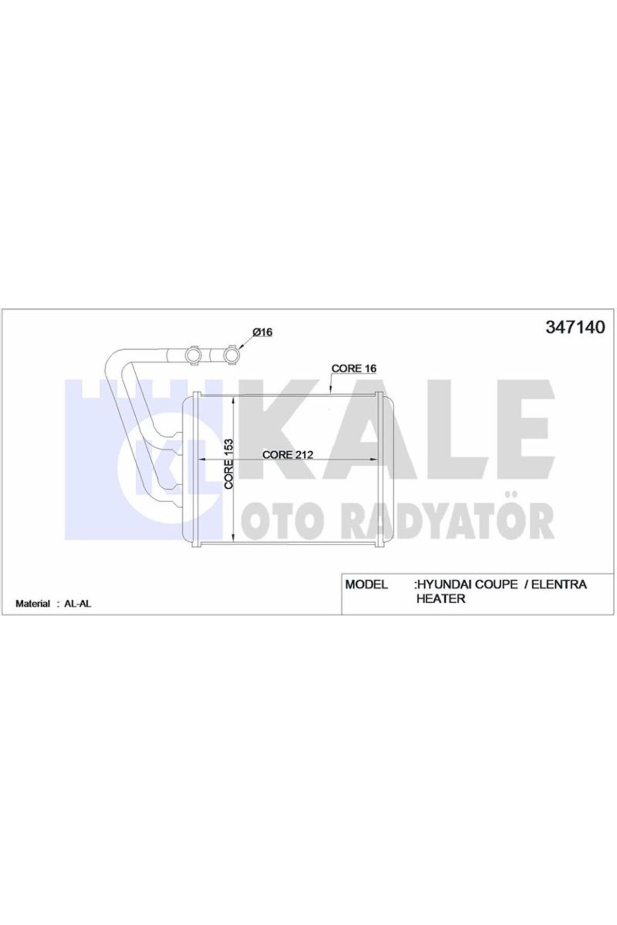 KALE RADYATÖR KALORIFER RADYATORU HYUNDAI ELANTRA 2001-2006 (210X155X26)