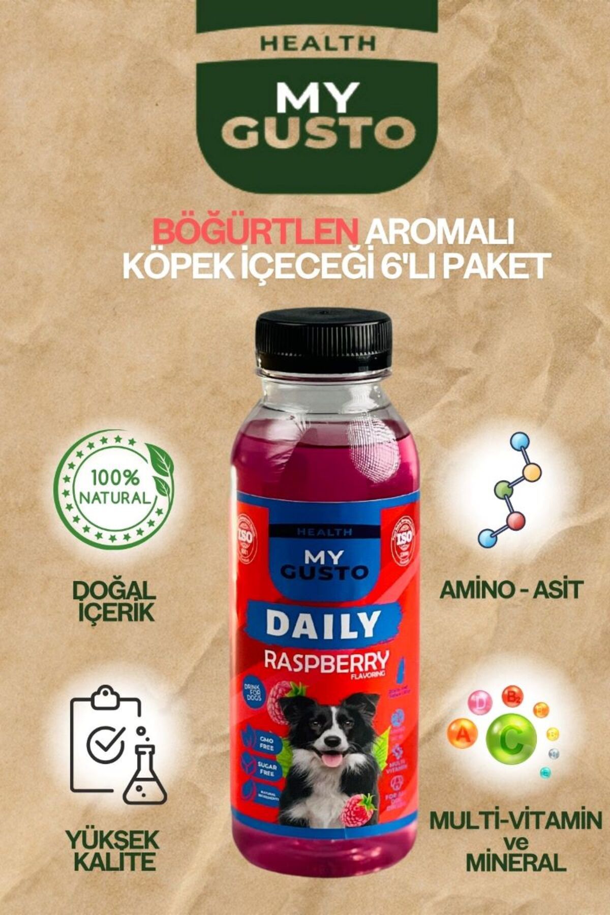 My Gusto Health Köpek İçeceği Daily Böğürtlen Aromalı 6'lı Paket 300 ml