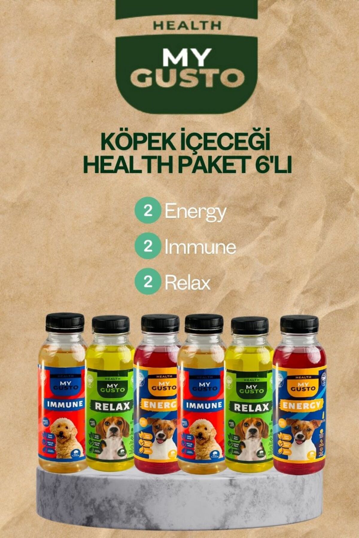 My Gusto Health Köpek İçeceği Health Serisi (Relax-Energy-Immune) 6'lı Set 300 ml