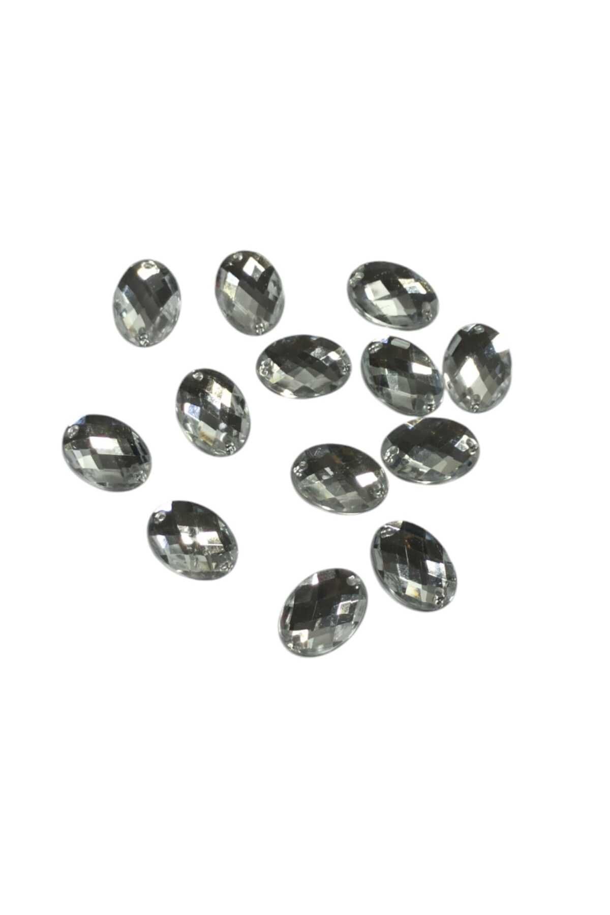 MandalinHome Şeffaf oval akrilik dikme taş 13x18 mm- 10 adet