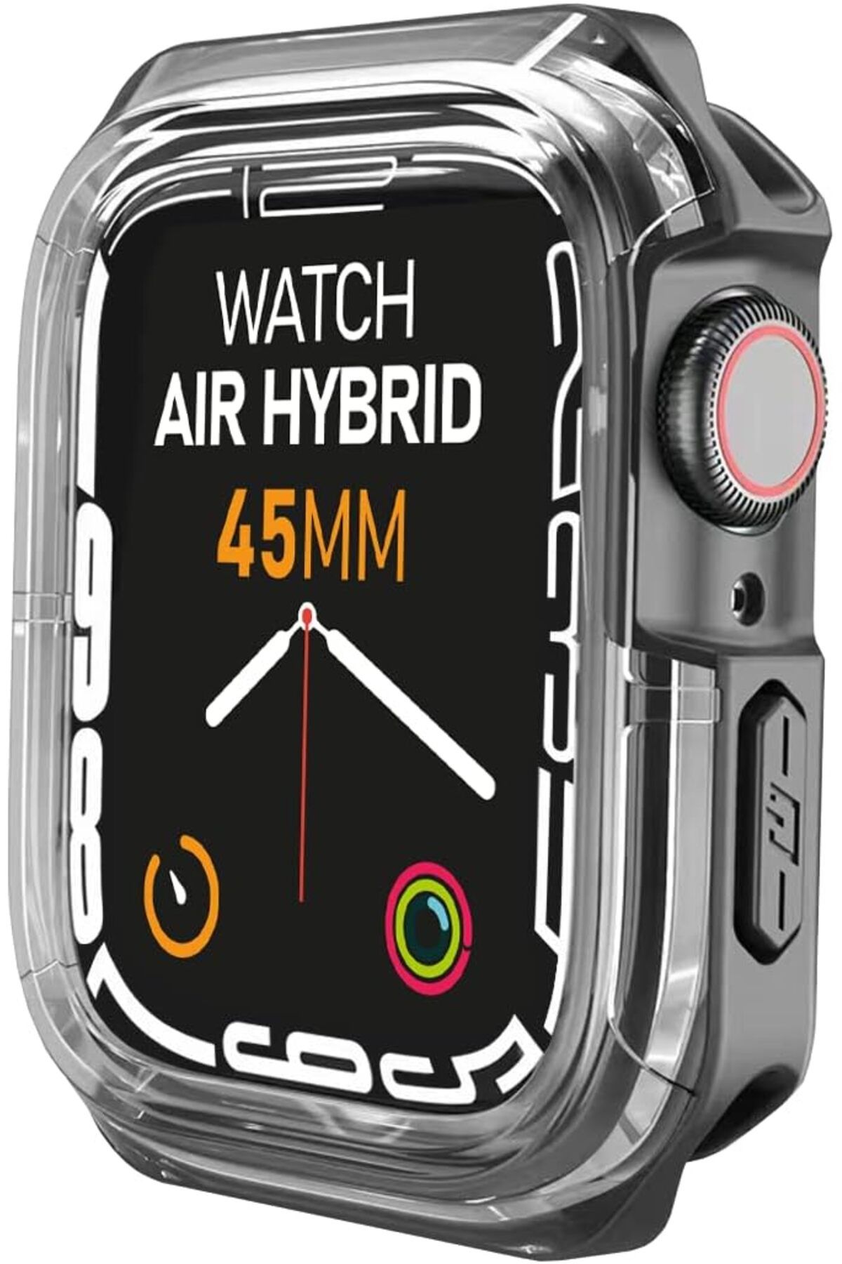 NcK Apple Watch 8/7 Uyumlu Air Hybrid Kılıf 45mm, Darbeye Dayanıklı Koruyucu Silikon Kılıf, Siyah