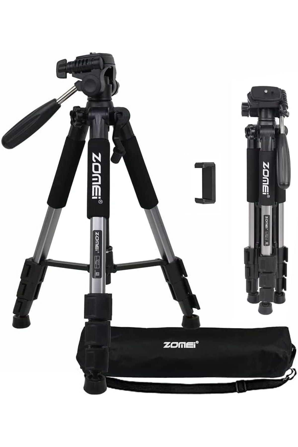 NcK Profesyonel Q111 Taşınabilir 5Kg Taşıma Kapasiteli 139,7cm Alüminyum Tripod Gri