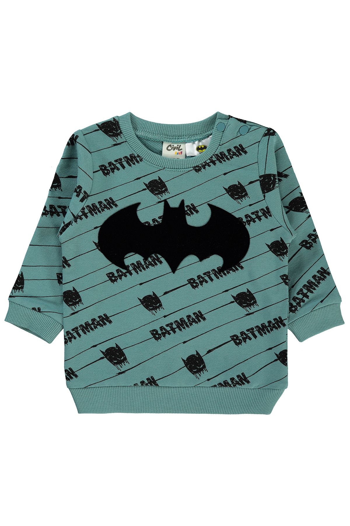 Batman Erkek Bebek Sweatshirt 6-18 Ay Pastel Yeşil