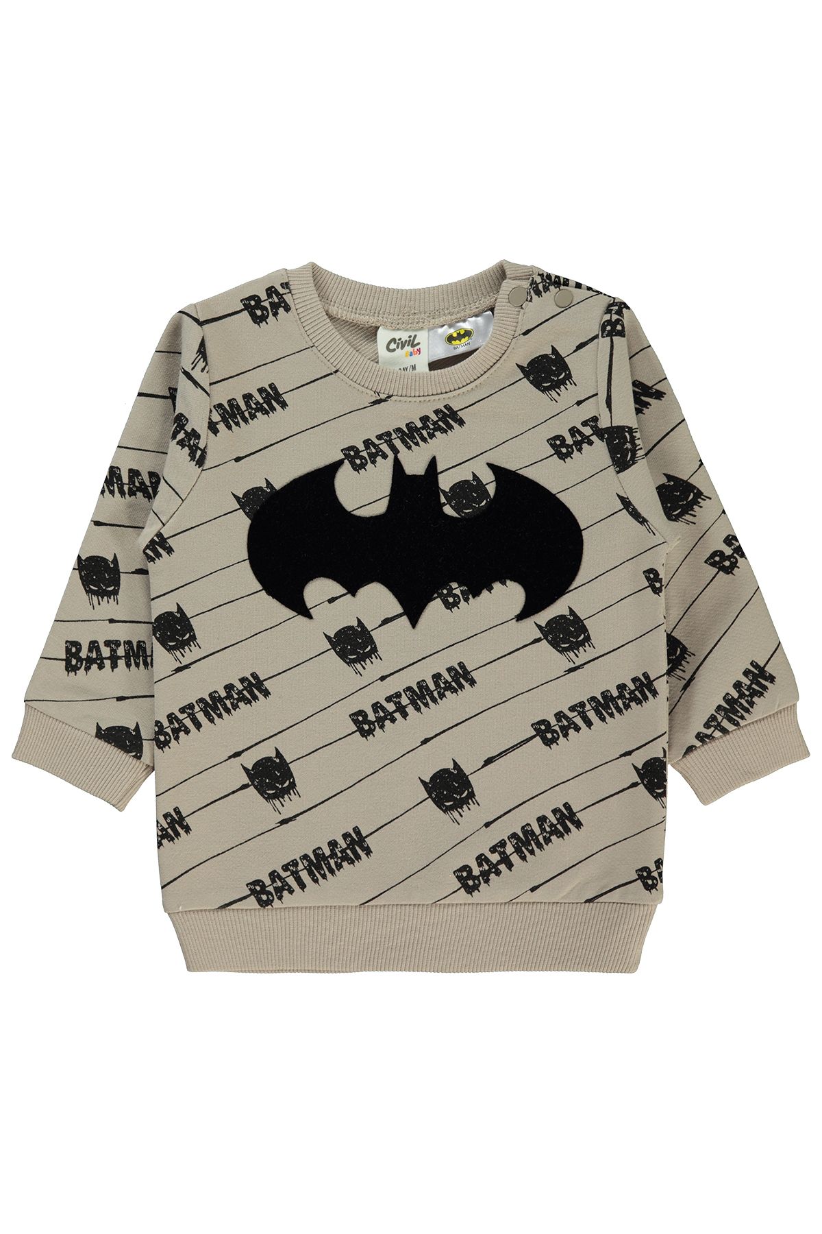 Batman Erkek Bebek Sweatshirt 6-18 Ay Açık Bej