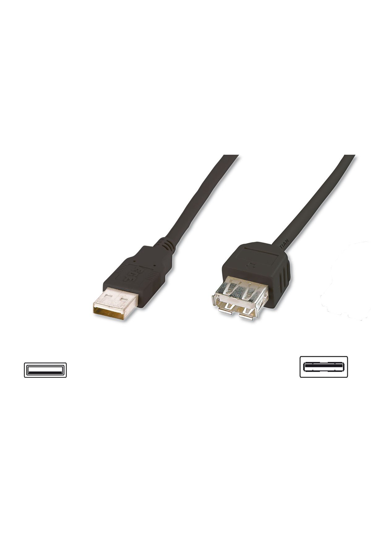 evimdeyokyok USB 2.0 Uzatma Kablosu, USB A, Erkek - USB A Dişi, AWG 28, 5 metre, USB 2.0 uyumlu, UL, siyah renk T