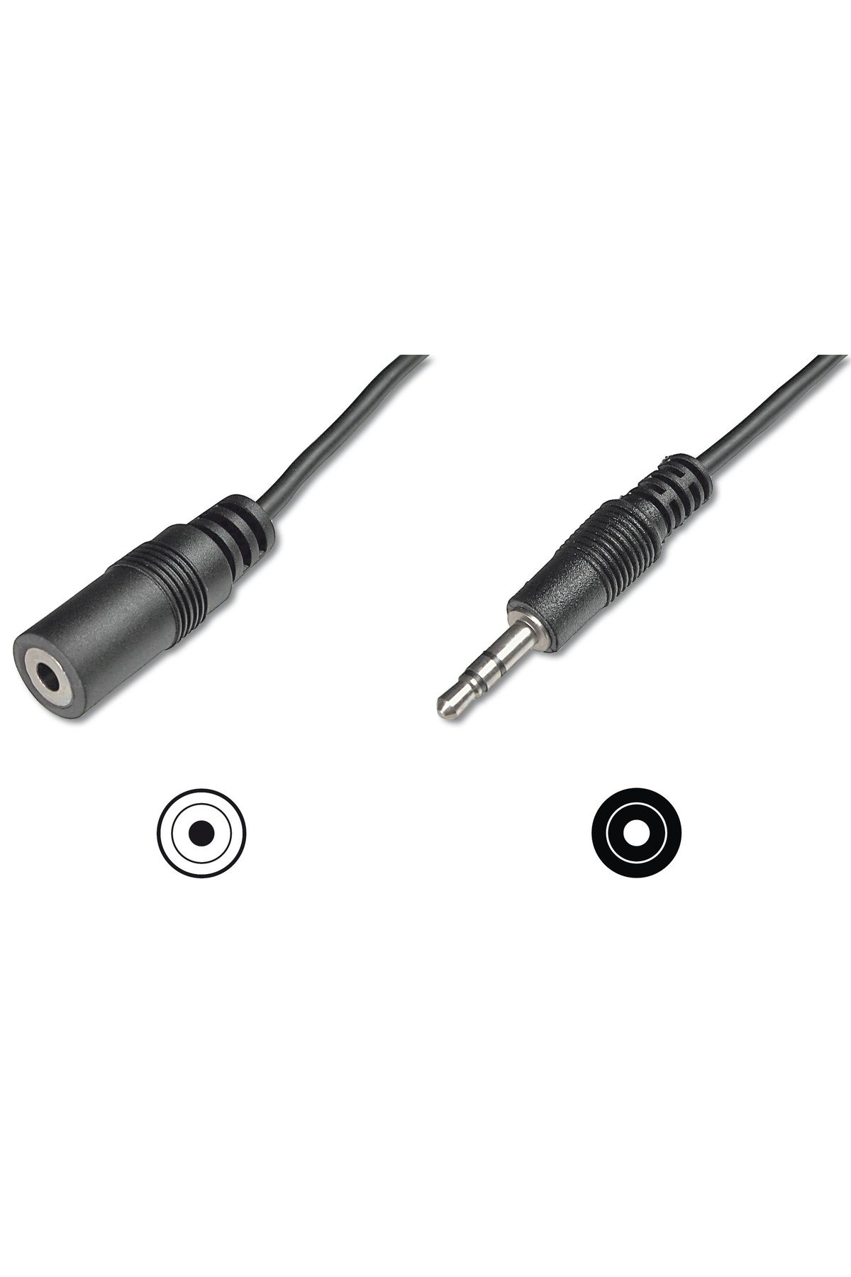 evimdeyokyok Audio Uzatma Kablosu, stereo 3.5mm Erkek - 3.5mm Dişi, 5 metre, CCS, 2x0.10/10, zırhlı, siyah renk T