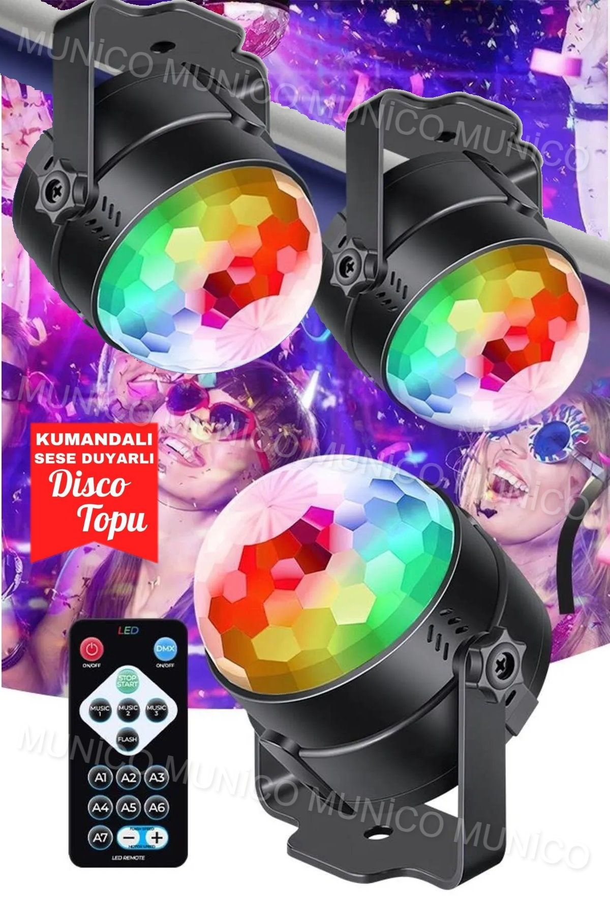 Munico Mini Uzaktan Kumanda Sihirli Top LED Sahne Işık Parti Disko Kulübü Lambası Noel Dekor