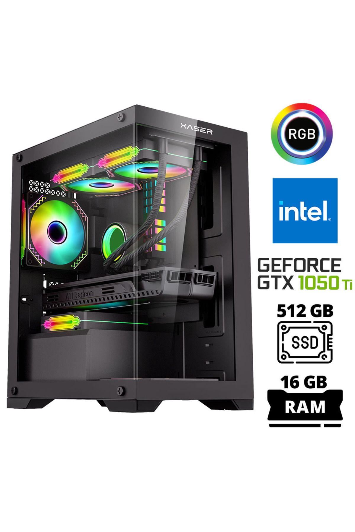 XASER Xsr1020 i5 7400 16GB Ram 512GB SSD 4GB GTX1050 Ti Ekran Kartı Masaüstü Oyun Bilgisayarı