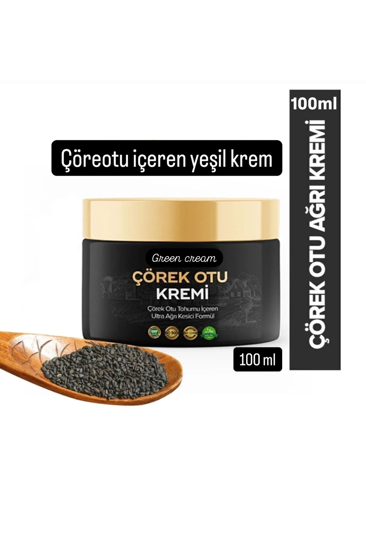 Green Çörekotu kremi(cream) 100 ml yeşil içerik(green cream) masaj kremi