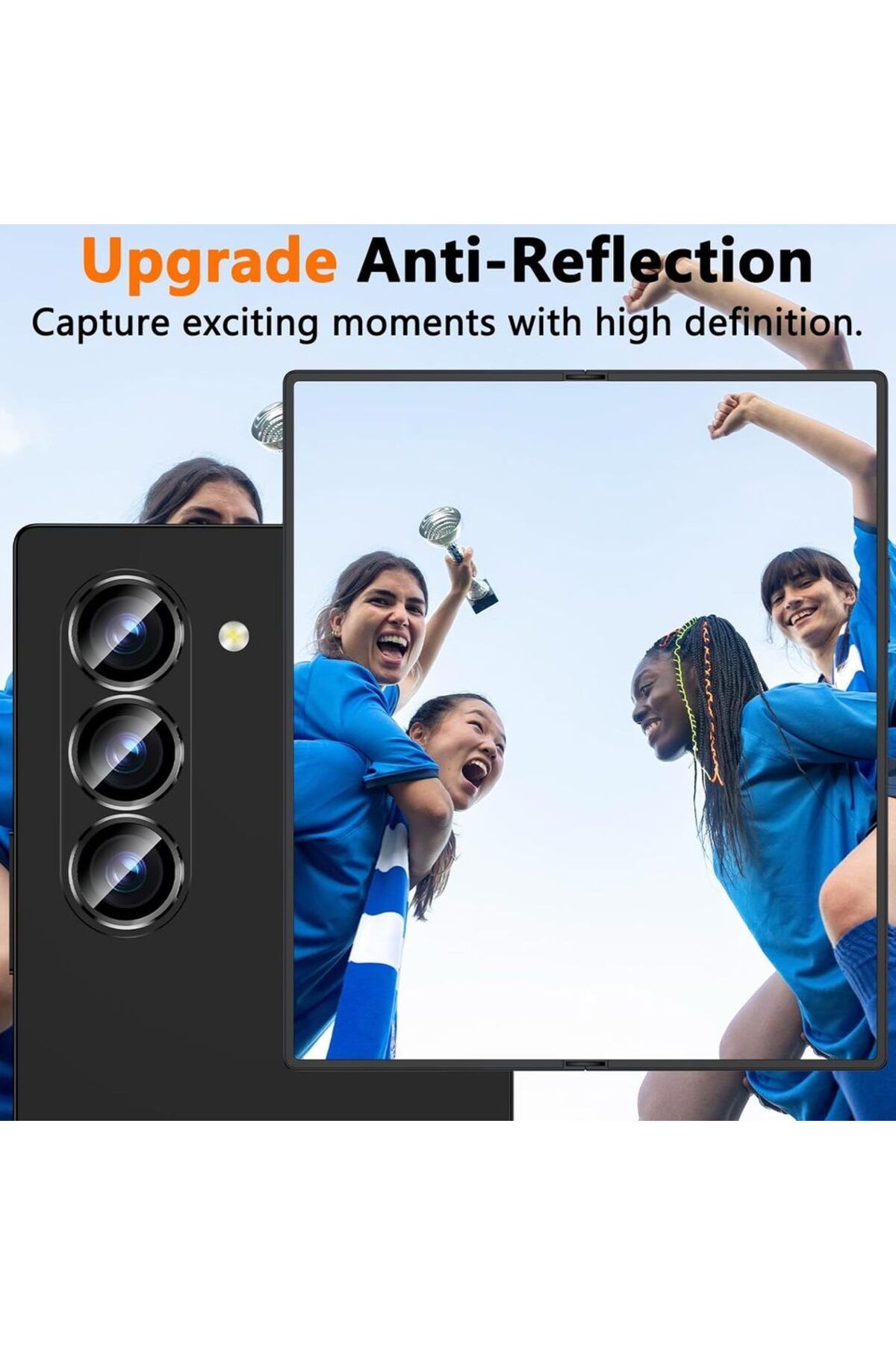 Choice-Samsung Z Fold 4 Black Ring Cover 3Pcs Camera Lens Film Back Tempered Glass For Samsung Z Fold 4 5 6 6