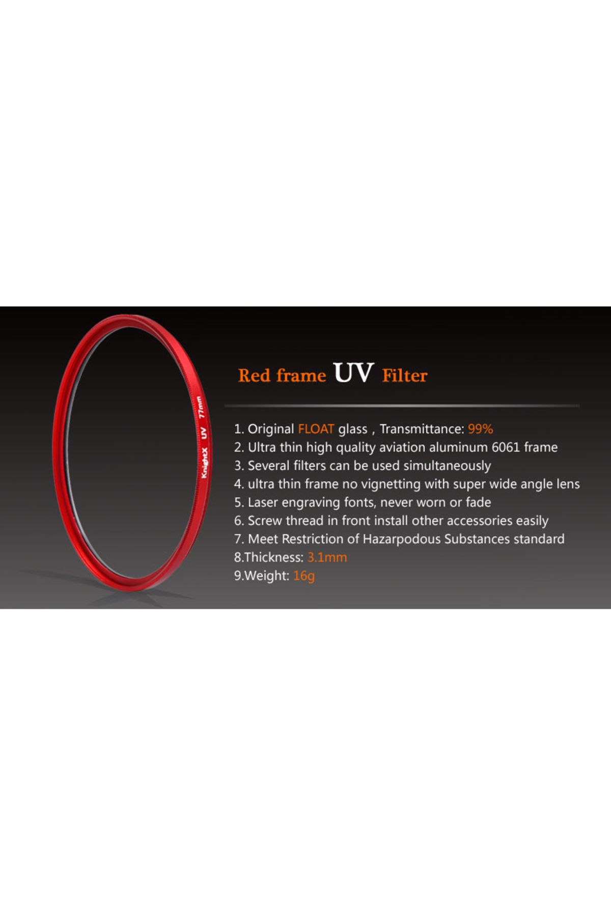 Choice-58mm Red Frame Uv Filter Lens Protector 49mm 52mm 55mm 58mm 62mm 67mm 72mm 77mm For Fuji Sony Canon 3