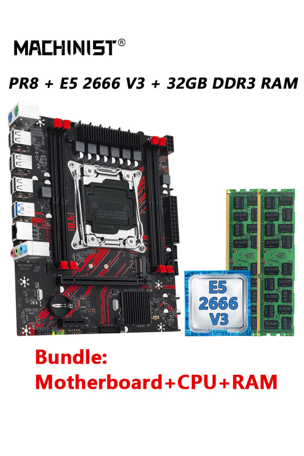 Choice-Motherboard Cpu Ram Machinist X99 Pr8 Motherboard Set Kit Intel Lga2011-3 Xeon E5 2666 V3 Cpu And Dd 8