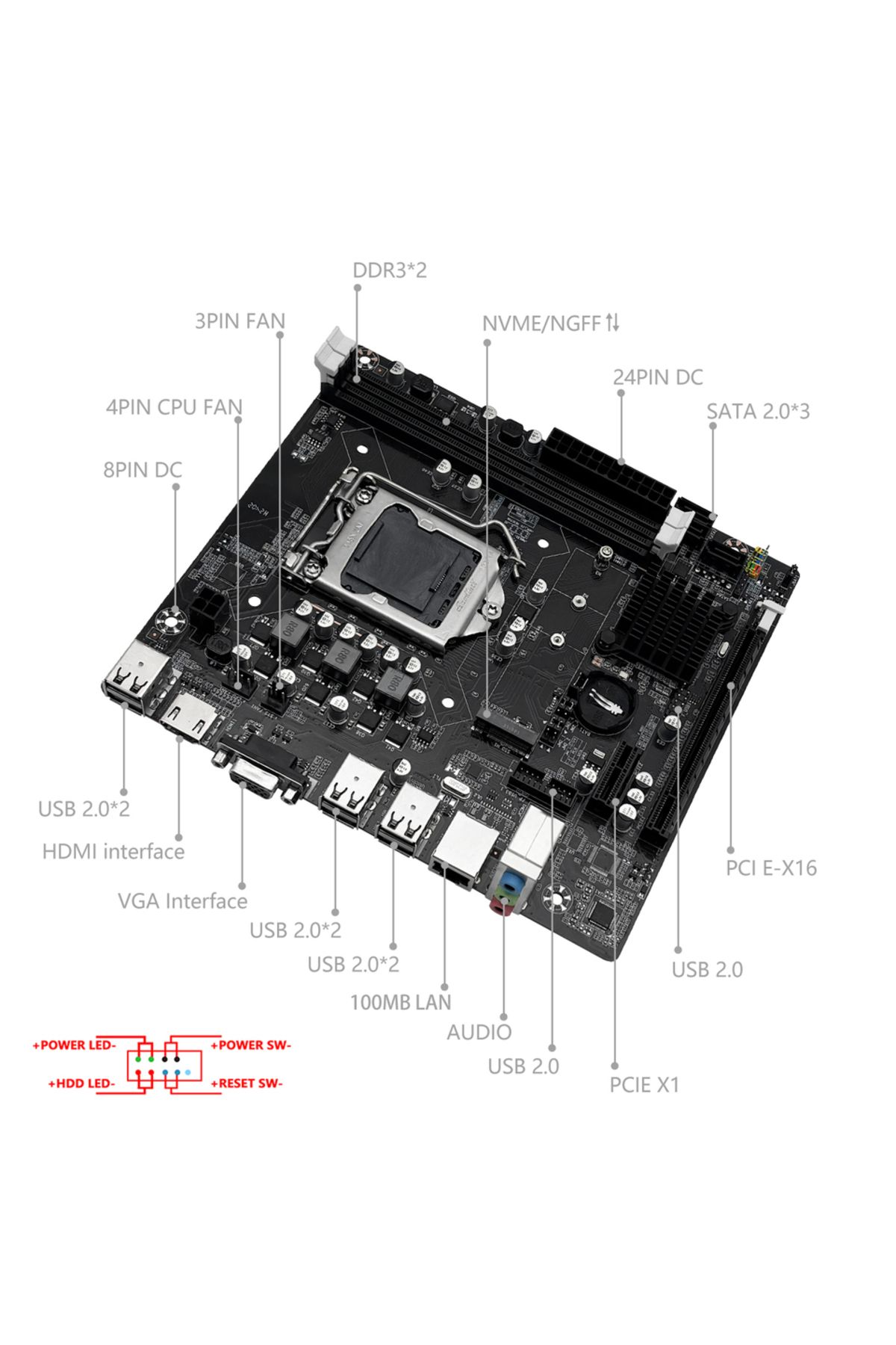 Choice-لوحات أم Machinist H61 اللوحة الأم Lga 1155 Ddr3 Ram متوافقة مع معالجات Intel Core من الجيل الثاني والثالث 3