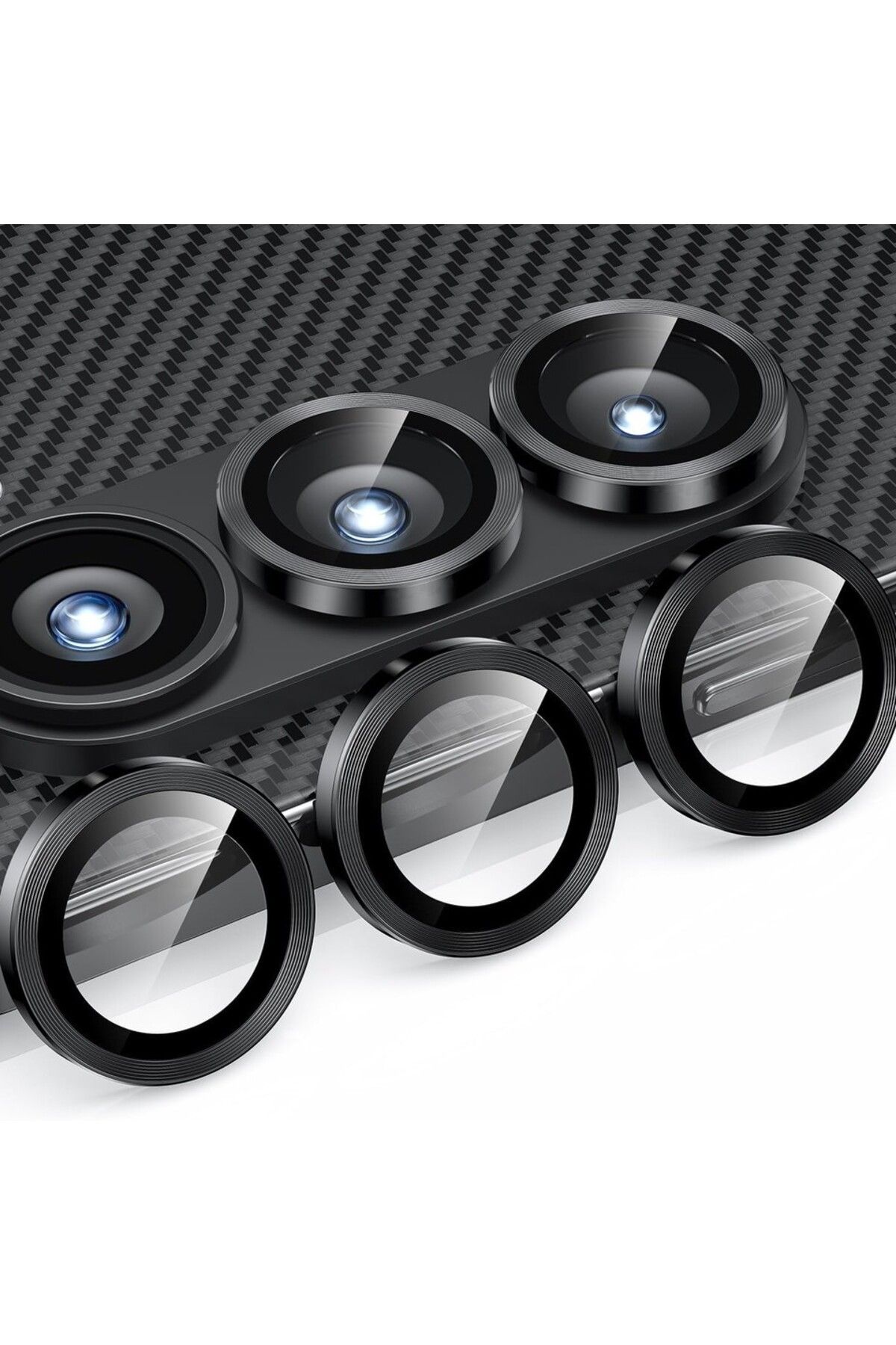 Choice-Samsung Z Fold 4 Black Ring Cover 3Pcs Camera Lens Film Back Tempered Glass For Samsung Z Fold 4 5 6 8