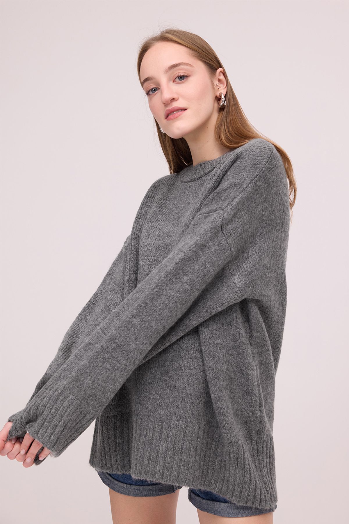 Addax-Crew Neck Basic Knitwear Sweater K2217-C3 4