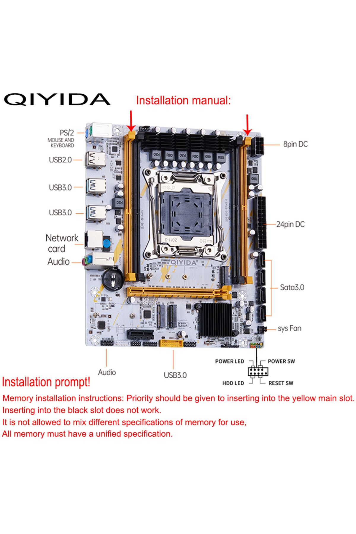 Choice-مجموعة اللوحة الأم QIYIDA X99 مع وحدة المعالجة المركزية LGA2011-3 Xeon E5 2670 V3 (2*8 جيجابايت) وذاكرة وصول عشوائي DDR4 سعة 16 جيجابايت وM-ATX NVM... 6