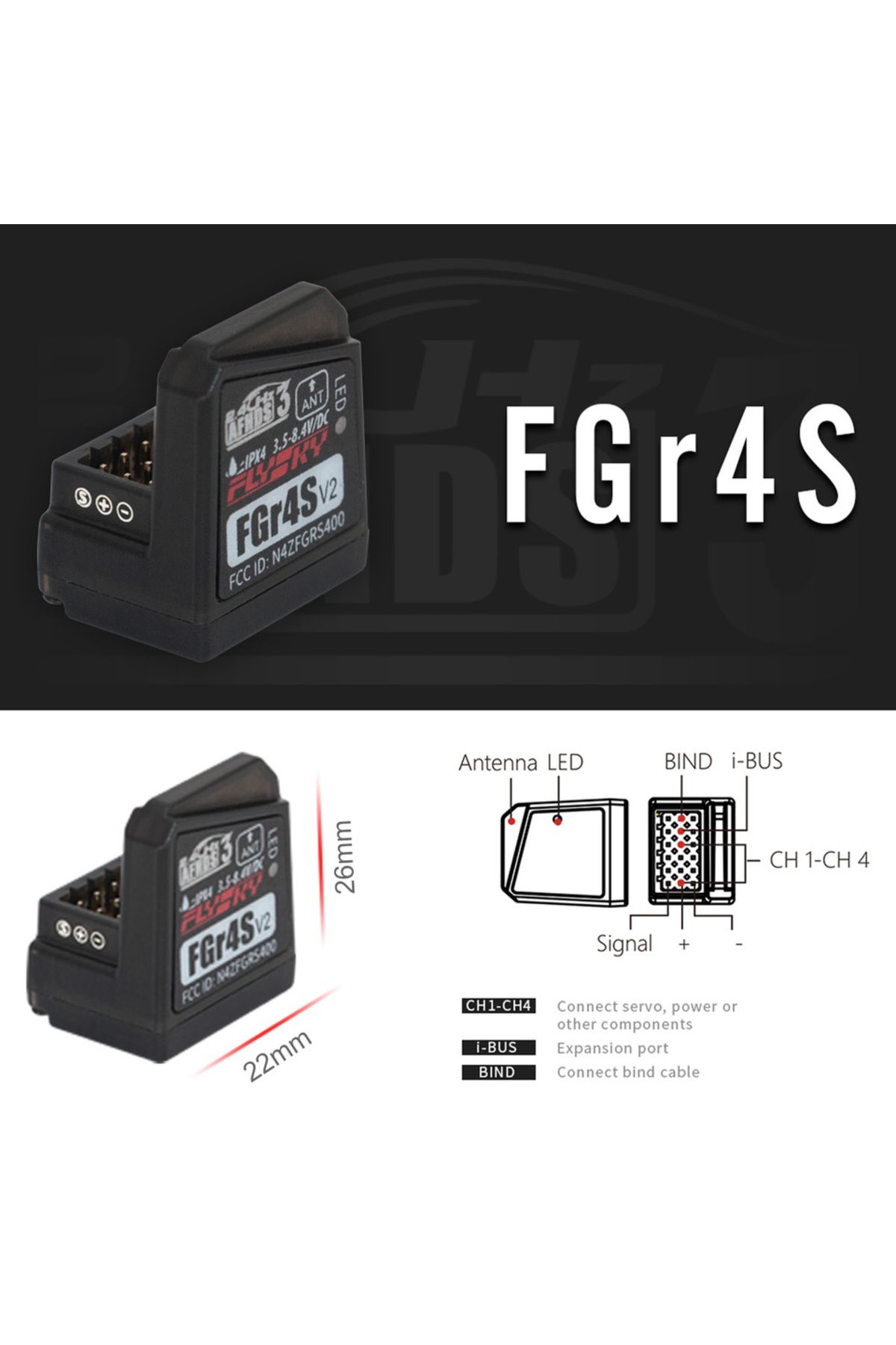 Choice-Flysky FGR4S V2 Receiver AFHDS Single-Antenna Bidirectional PWM /PPM / IBUS Output Receiver for F... 6
