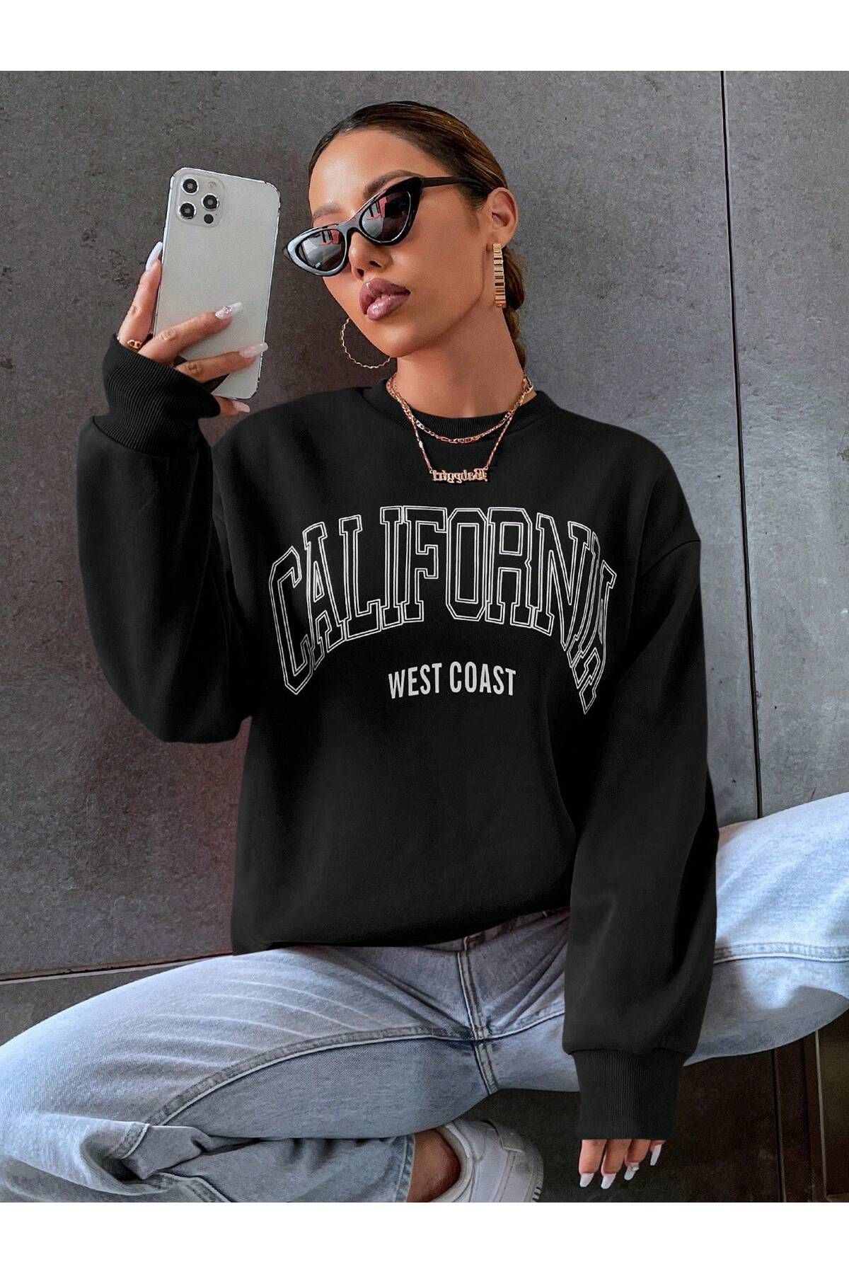 aynewmoda CALIFORNIA Trend Fermuarlı Kapşonlu Sweatshirt Hırka Unisex