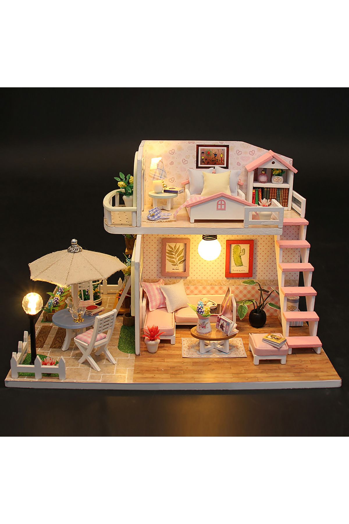 Choice-3D Puzzle Building Model Kit Wooden Miniature Doll House With LED Lights Assembled DollHouses Hom... 3