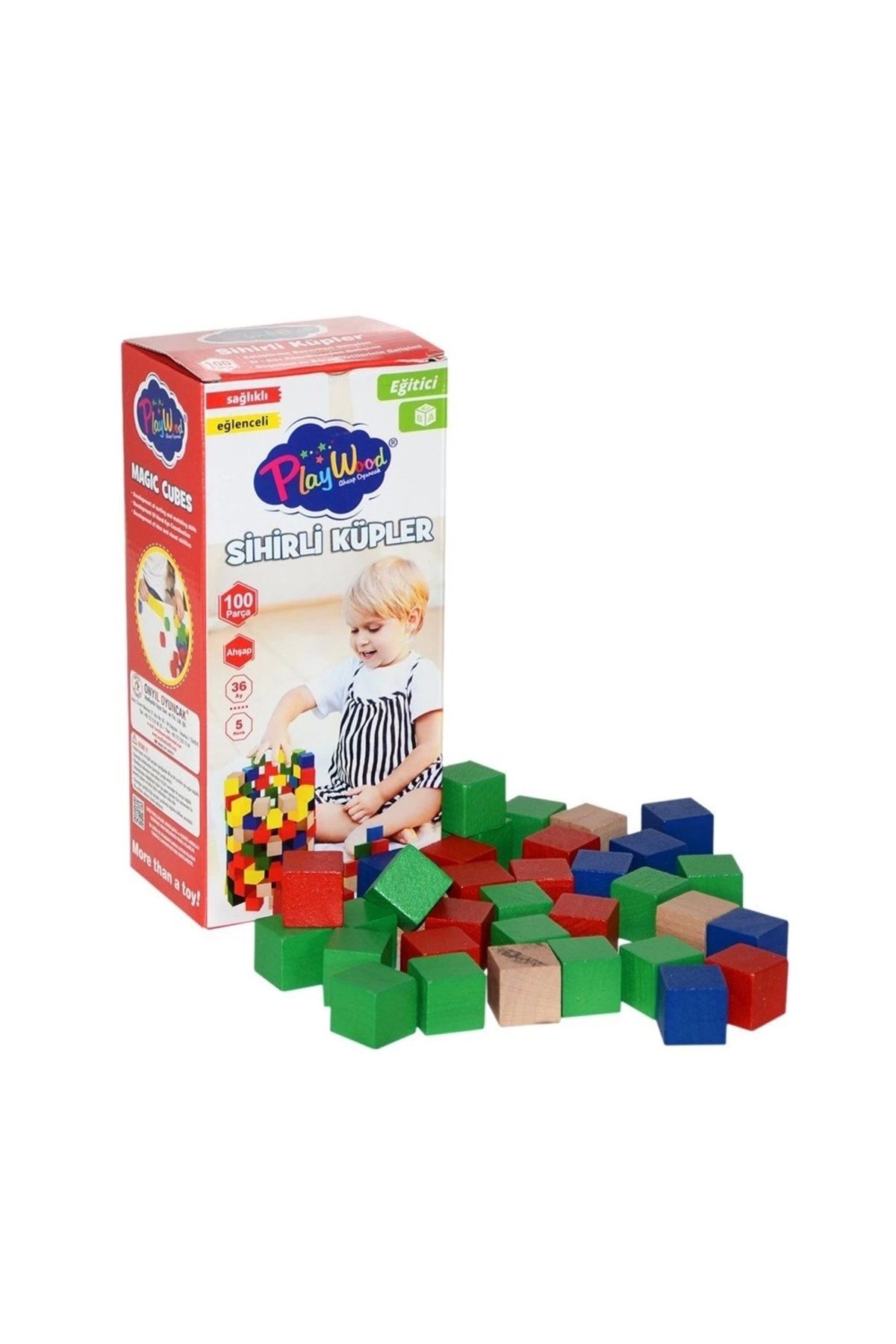 Basic Fun Çocuk Playwood Ahşap 100 Parça Sihirli Küpler