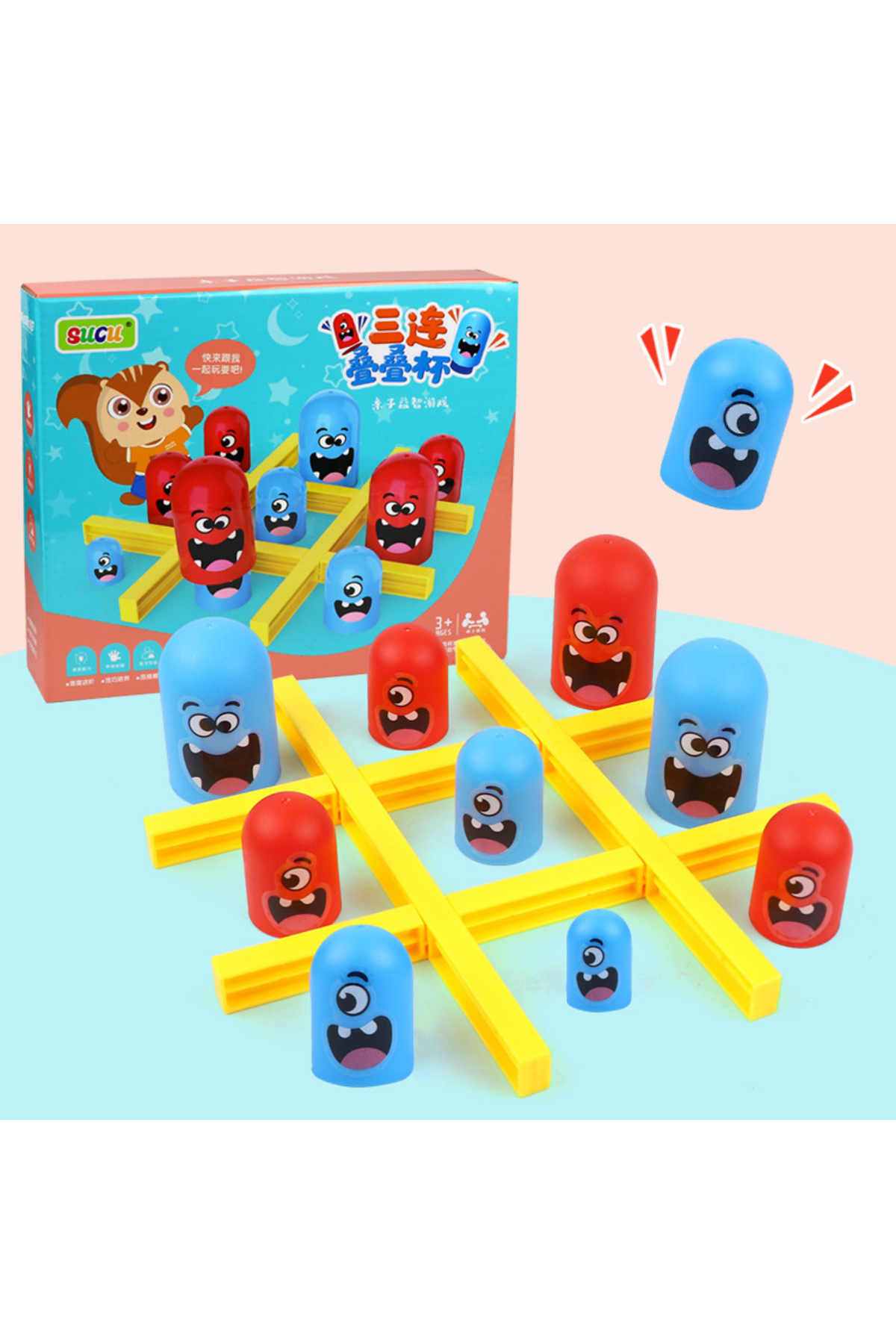 بازی‌های مونته سوری هوشی رنگارنگ با تخته و قلم، بازی فکری گابل، بازی سه در سه برای کودکان