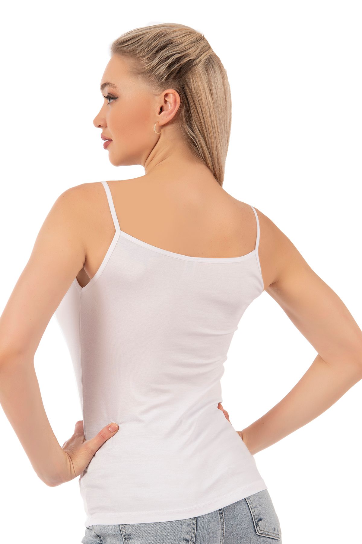 ÖZKAN underwear-Özkan 2040 - قميص داخلي نسائي مرن ومريح، ياقة ساتان فيسكوز ممتازة، حزام رفيع 2