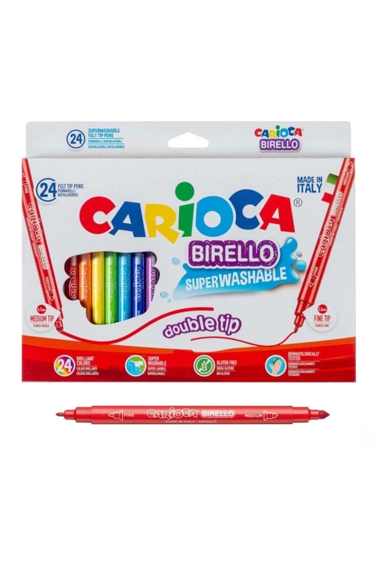 Basic Fun Çocuk Carioca Birello Çift taraflı Süper Yıkanabilir Keçeli Kalem 24'lü