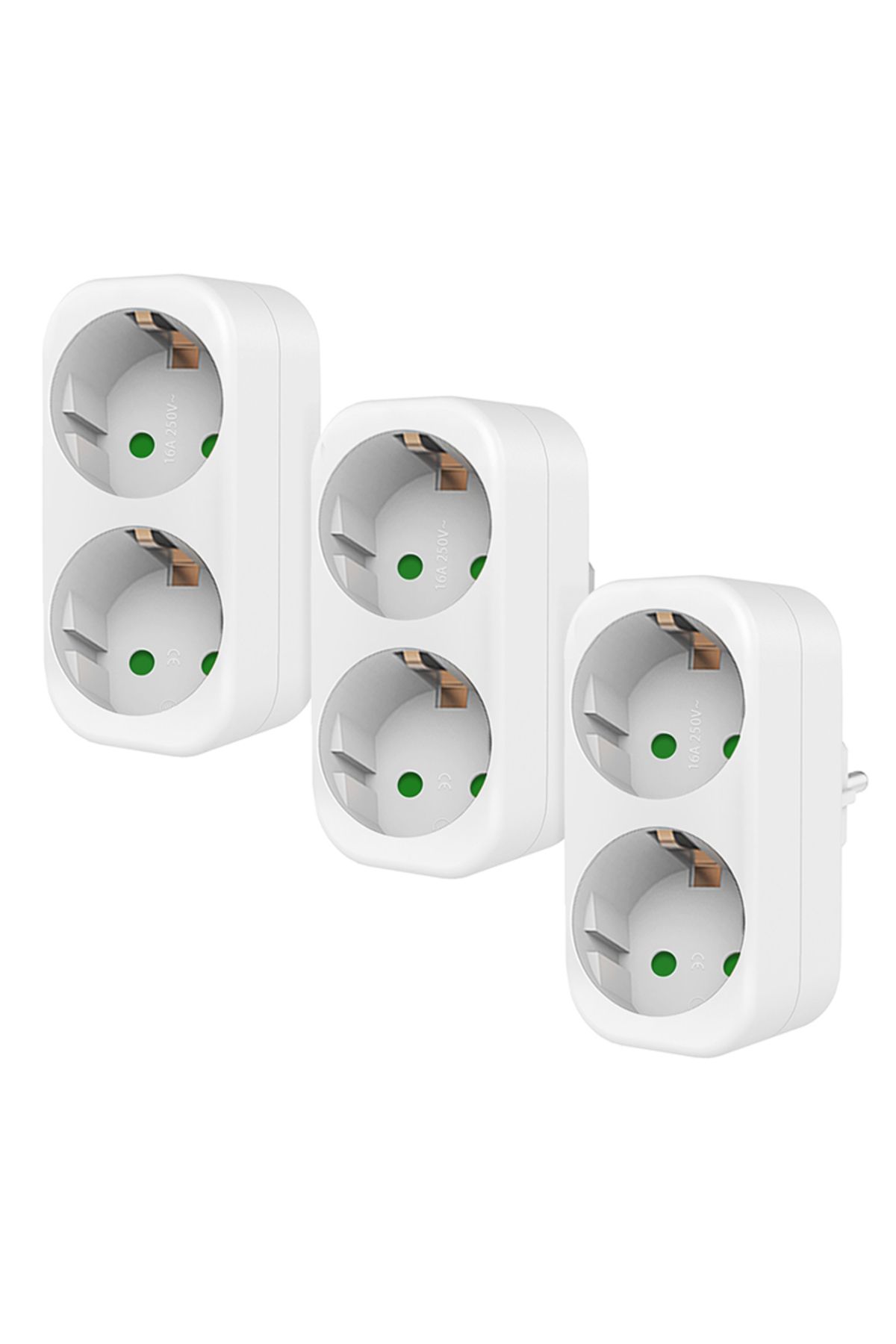 Choice-White Pack Of 3 Multiple Sockets Without Cable, Double Plug For Socket, 4000 W Portable Wall Plate S 1