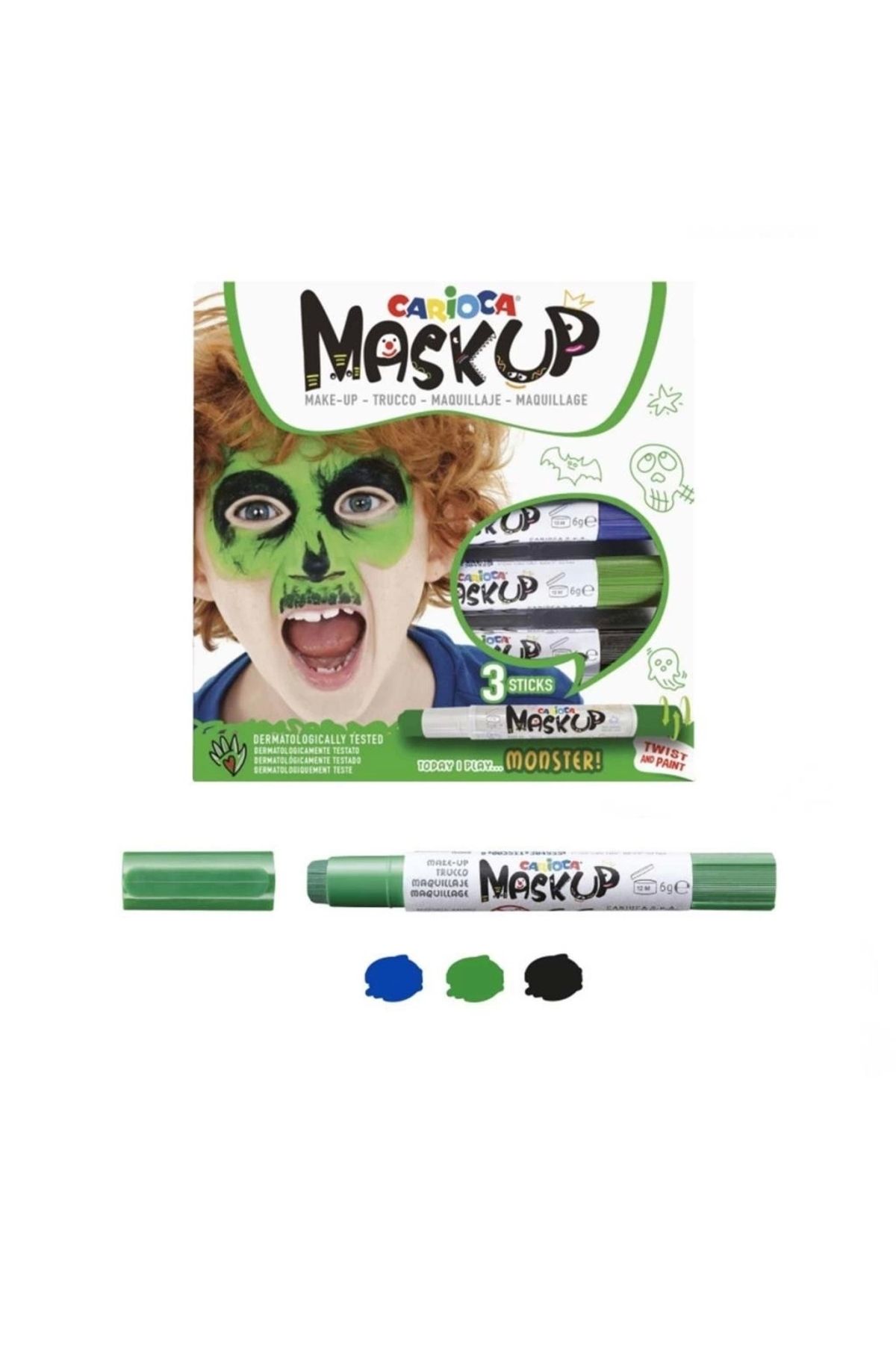 Basic Fun Çocuk Carioca Mask Up Yüz Boyası 3 Renk Monster