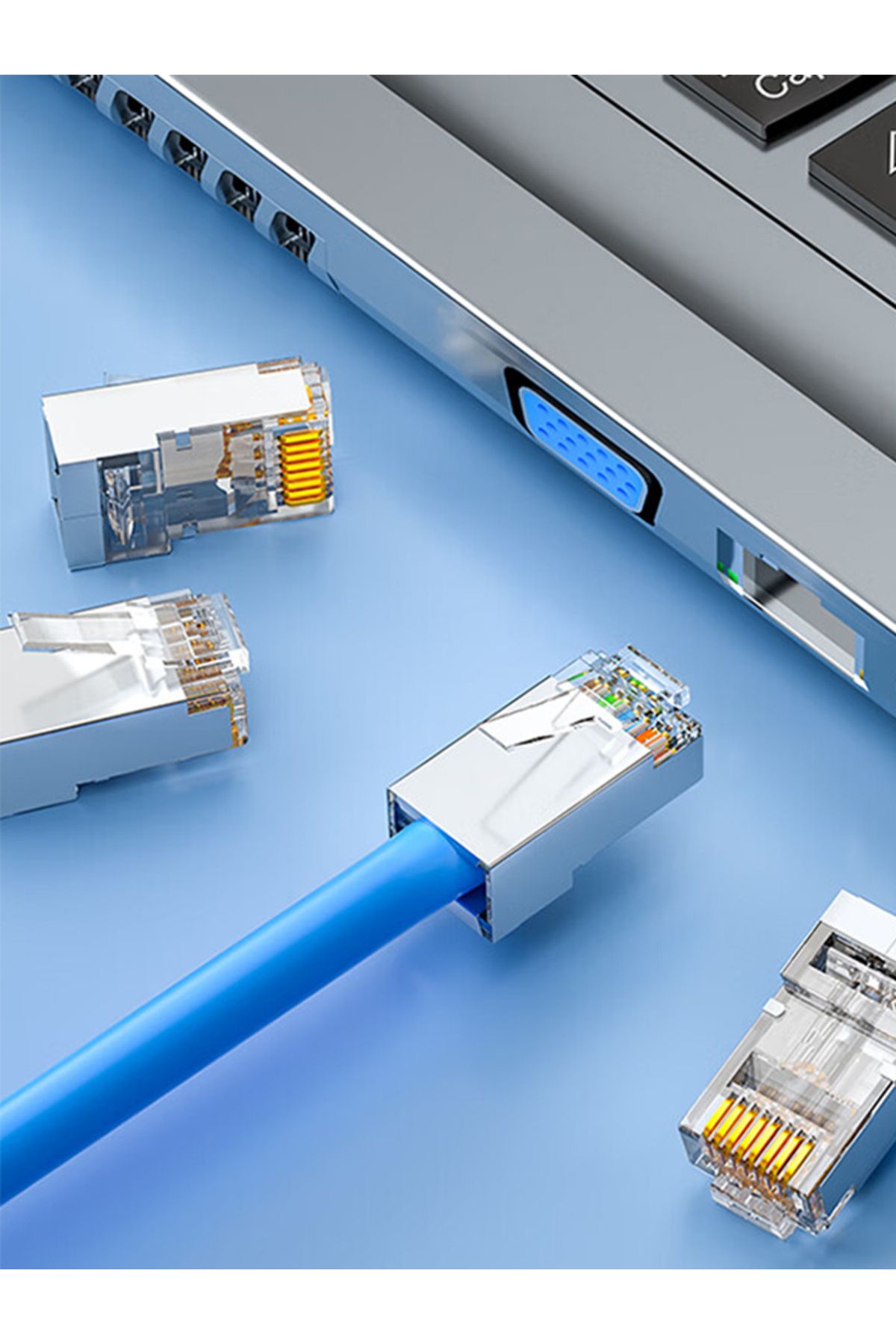 Choice-50pcs Cat6 Pass Through Rj45 Shielded Connectors Crystal End Gold-plated 8p8c Crimp Utp Ethernet Mod 7