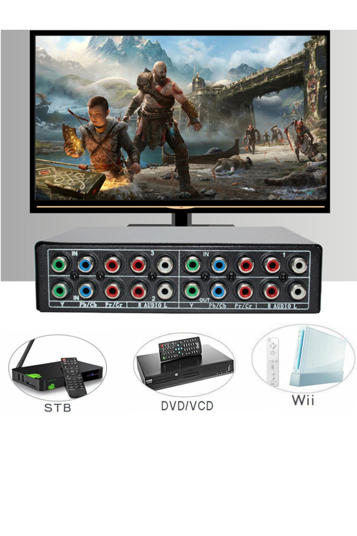 Choice-ملاحظة فحص أخرى لمفتاح مكون RGB صندوق اختيار 3 في 1 مخرج 5 Rca L/r Ypbpr مفتاح مكون Av Sw 8