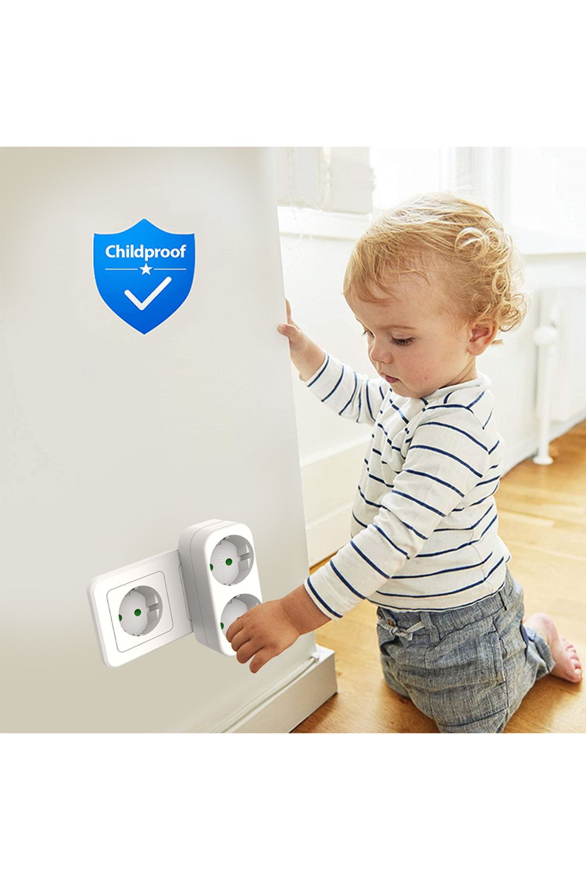 Choice-White Pack Of 3 Multiple Sockets Without Cable, Double Plug For Socket, 4000 W Portable Wall Plate S 3