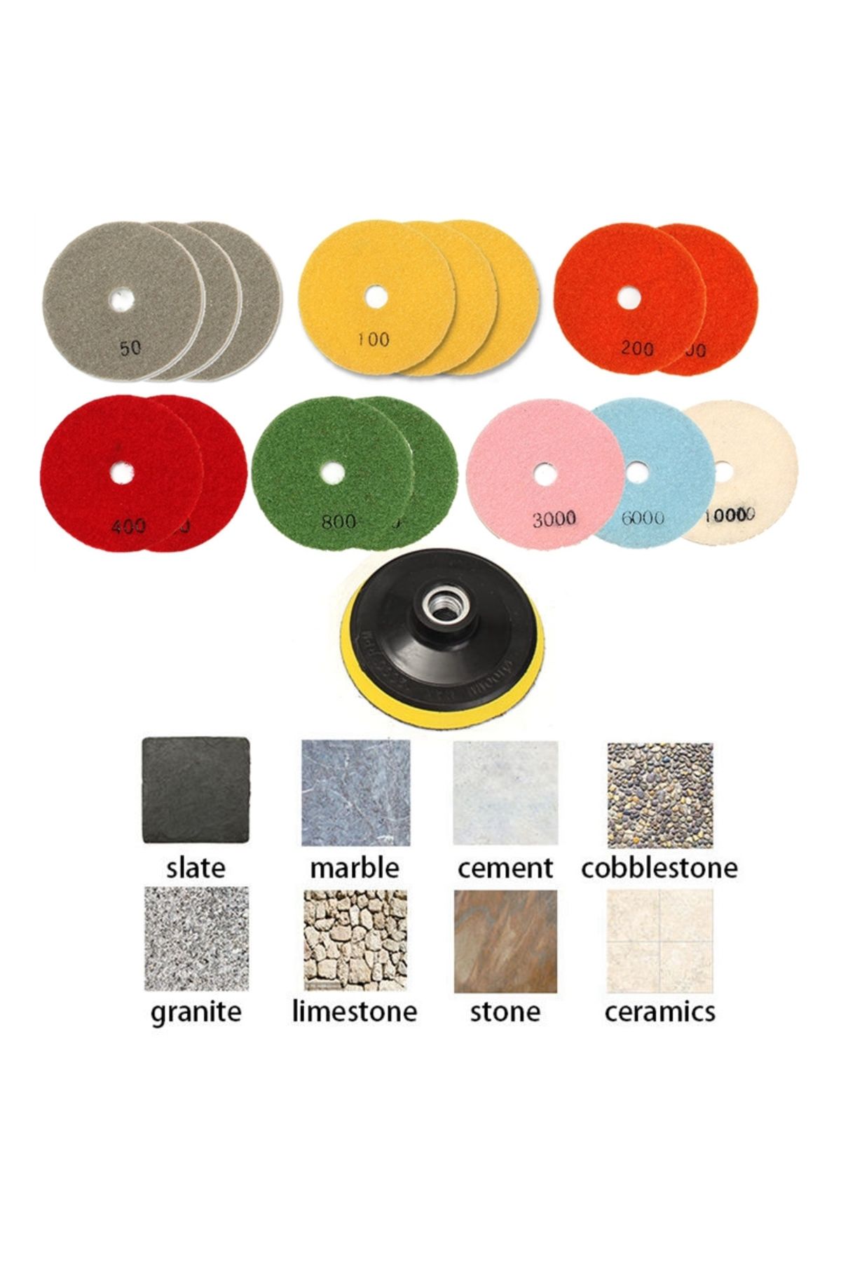 WIDEEP-16pcs 4 inch 100mm Diamond Polishing Pads Kit Wet/Dry for Granite Stone Concrete Marble Polishing... 4